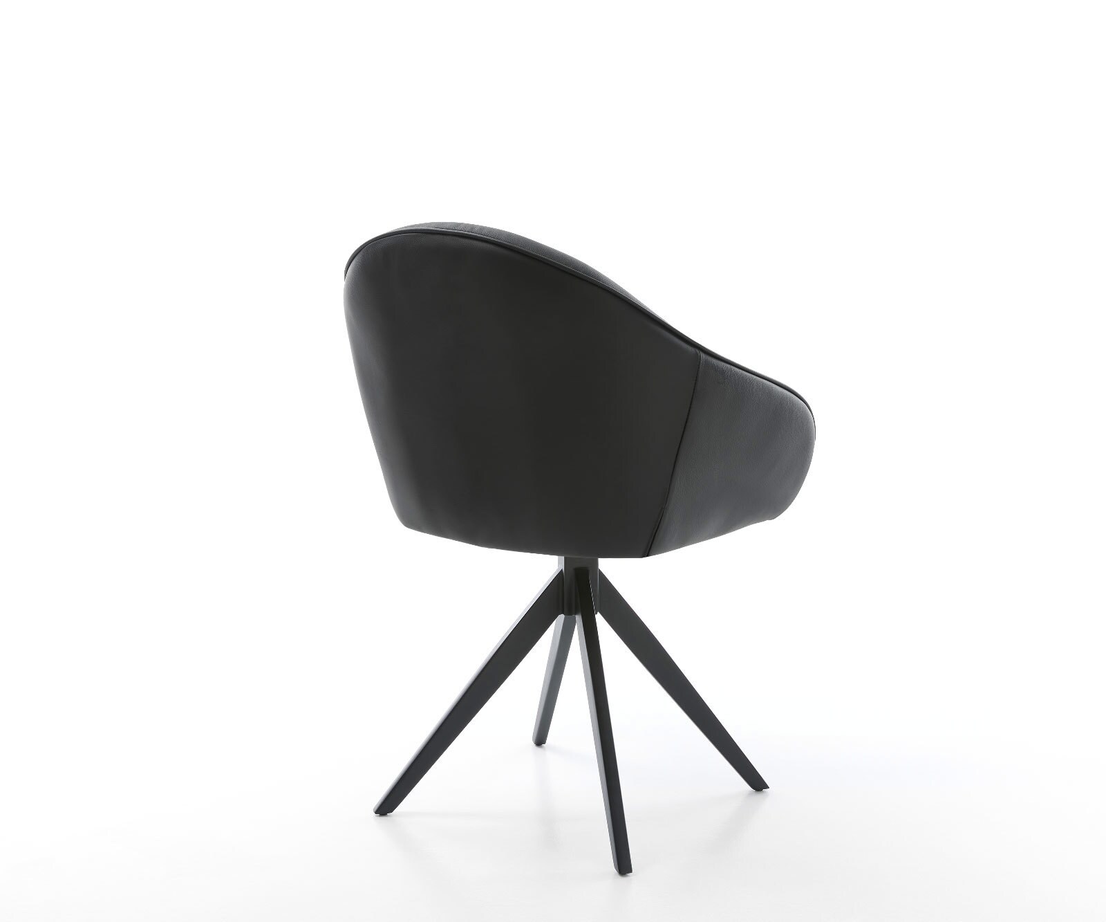 Chaise-de-salle-à-manger Gaio-Flex cuir de vache noir pied croisé angulaire noir 4