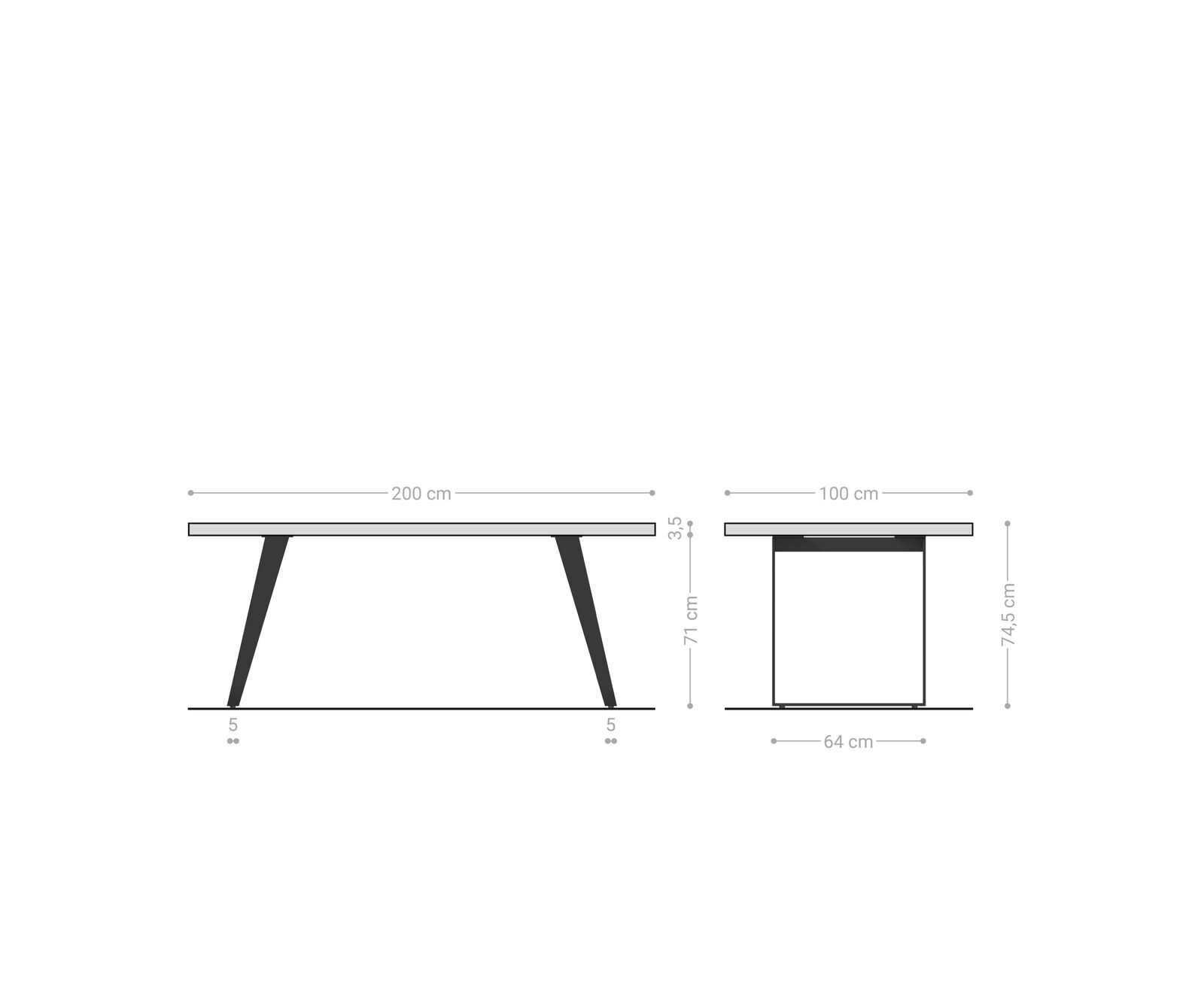 Table à manger Edge 200x100 acacia marron acier inoxydable Gold inclinée Live-Edge 7