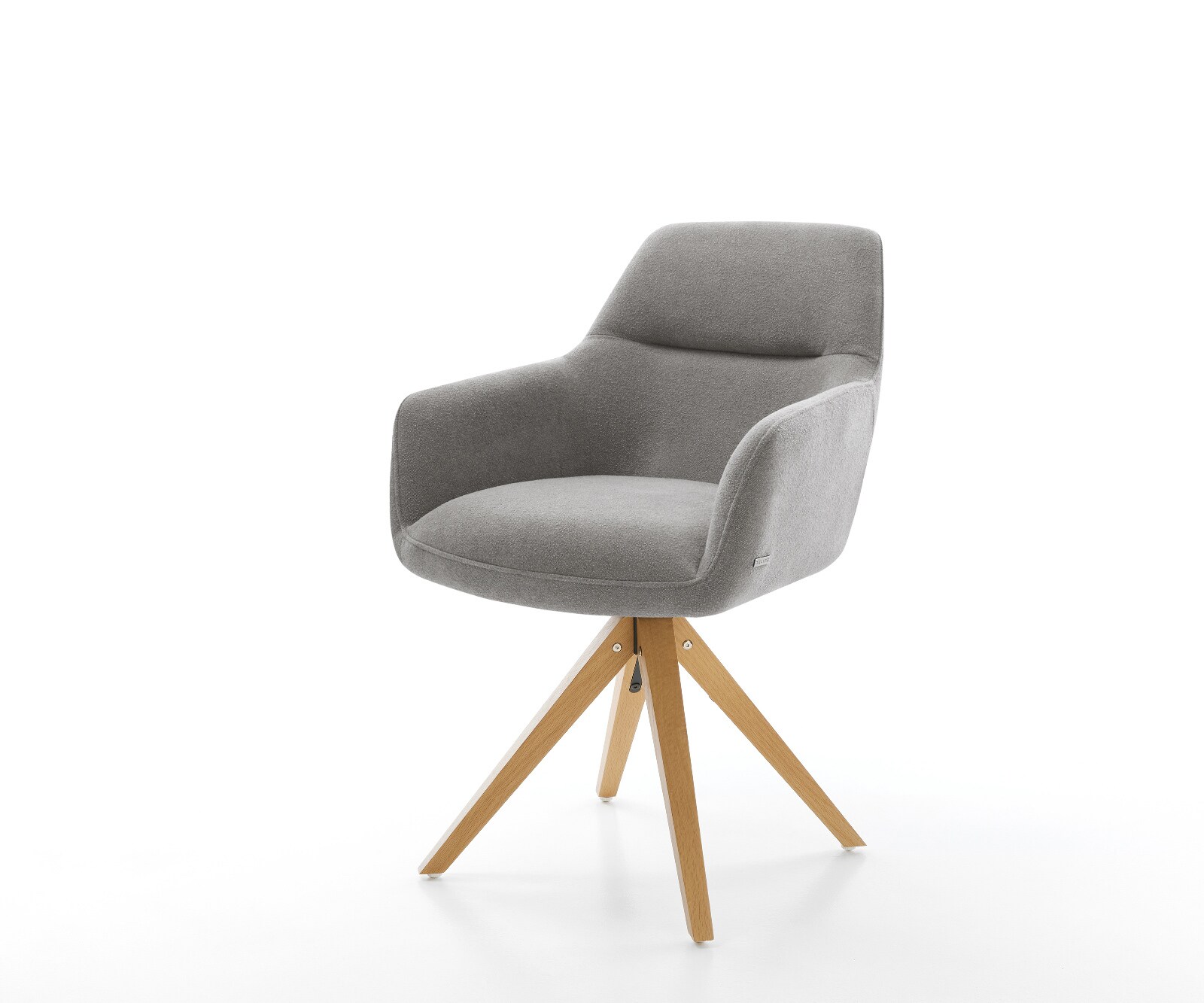Chaise-pivotante Pejo-Flex tissu structuré doux gris pied en bois angulaire naturel pivotement sur 180° resorts ensachés 1