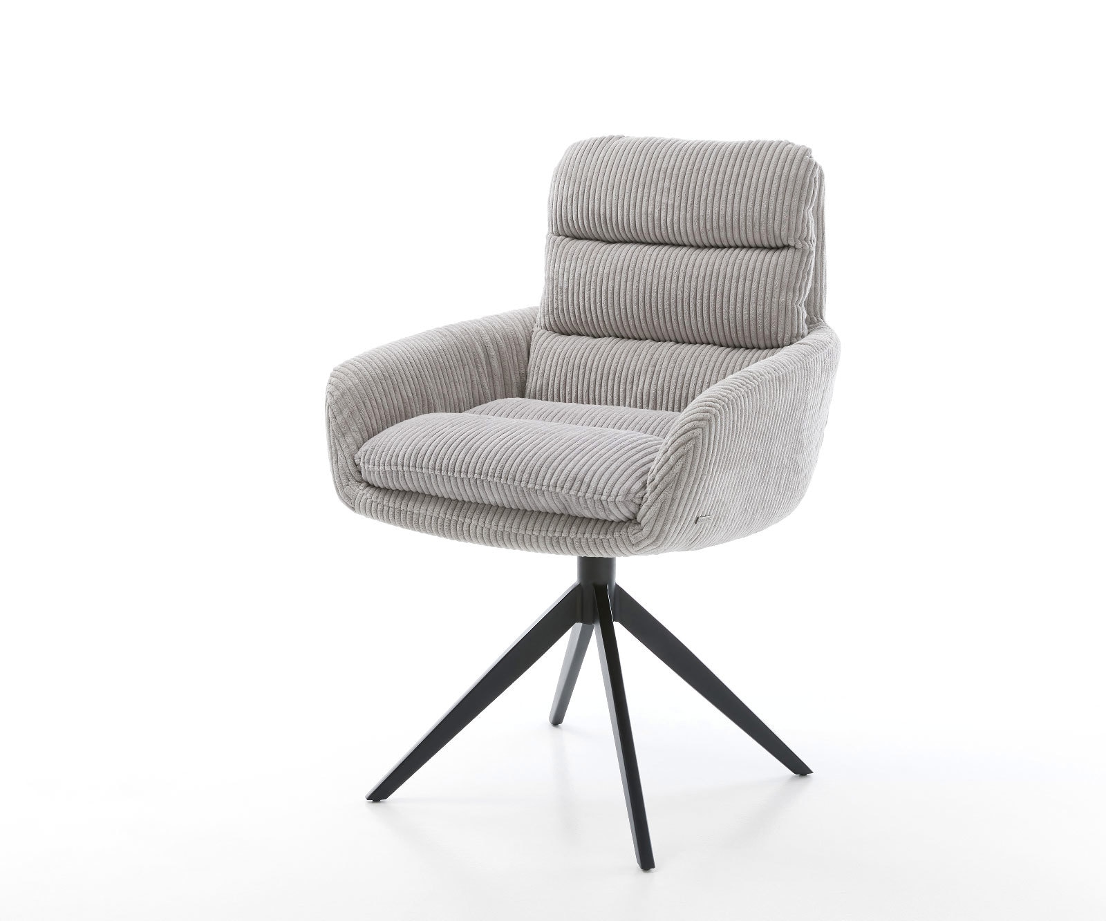 Chaise-pivotante Abelia-Flex côtelé gris argenté pied croisé large noir pivotement sur 360° fonction bascule Chaise-pivotante Abelia-Flex côtelé gris argenté pied croisé large noir pivotement sur 360° fonction bascule