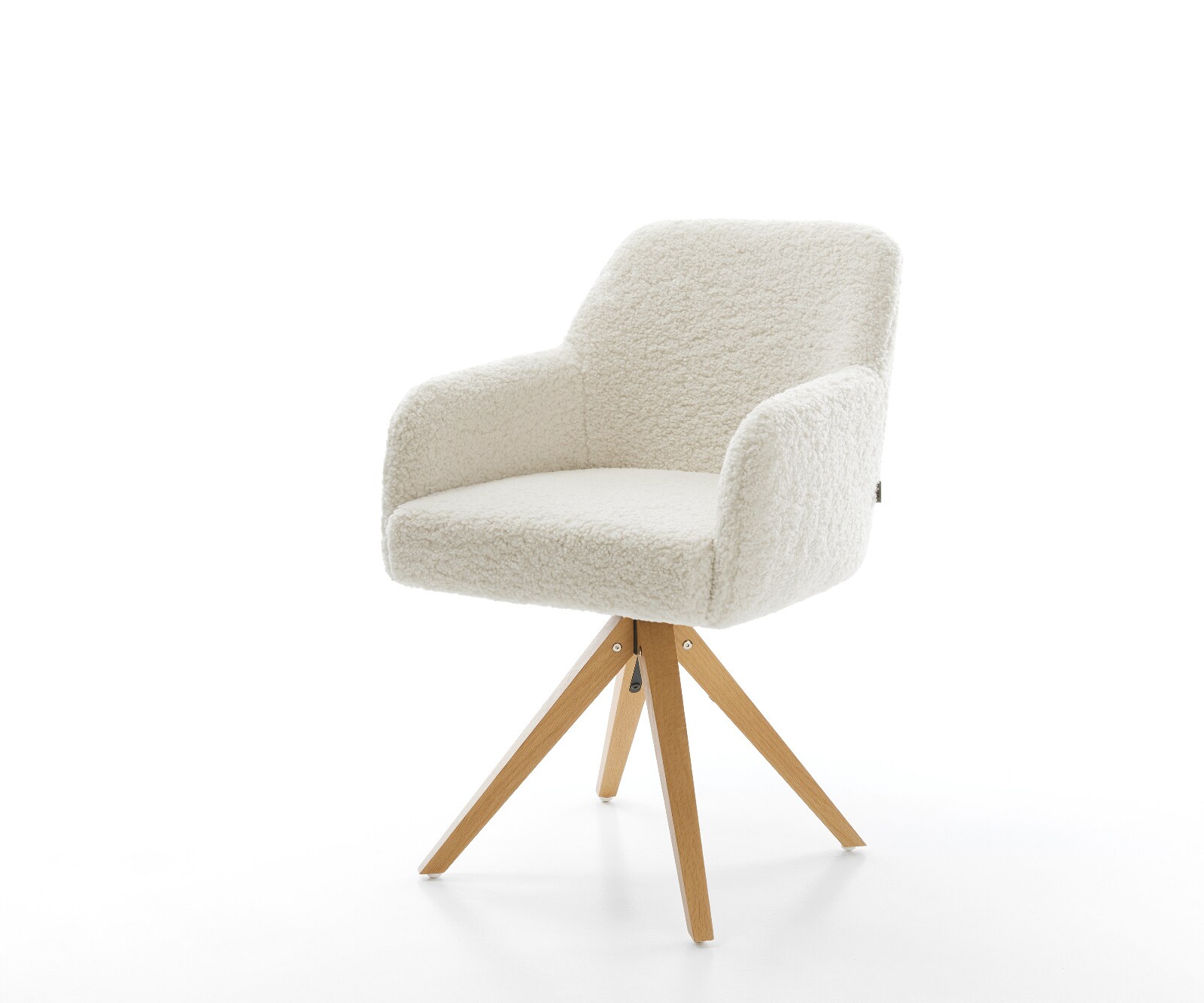 Chaise-pivotante Greg-Flex tissu teddy beige pied en bois angulaire naturel pivotement sur 180° ressorts ensachés 1