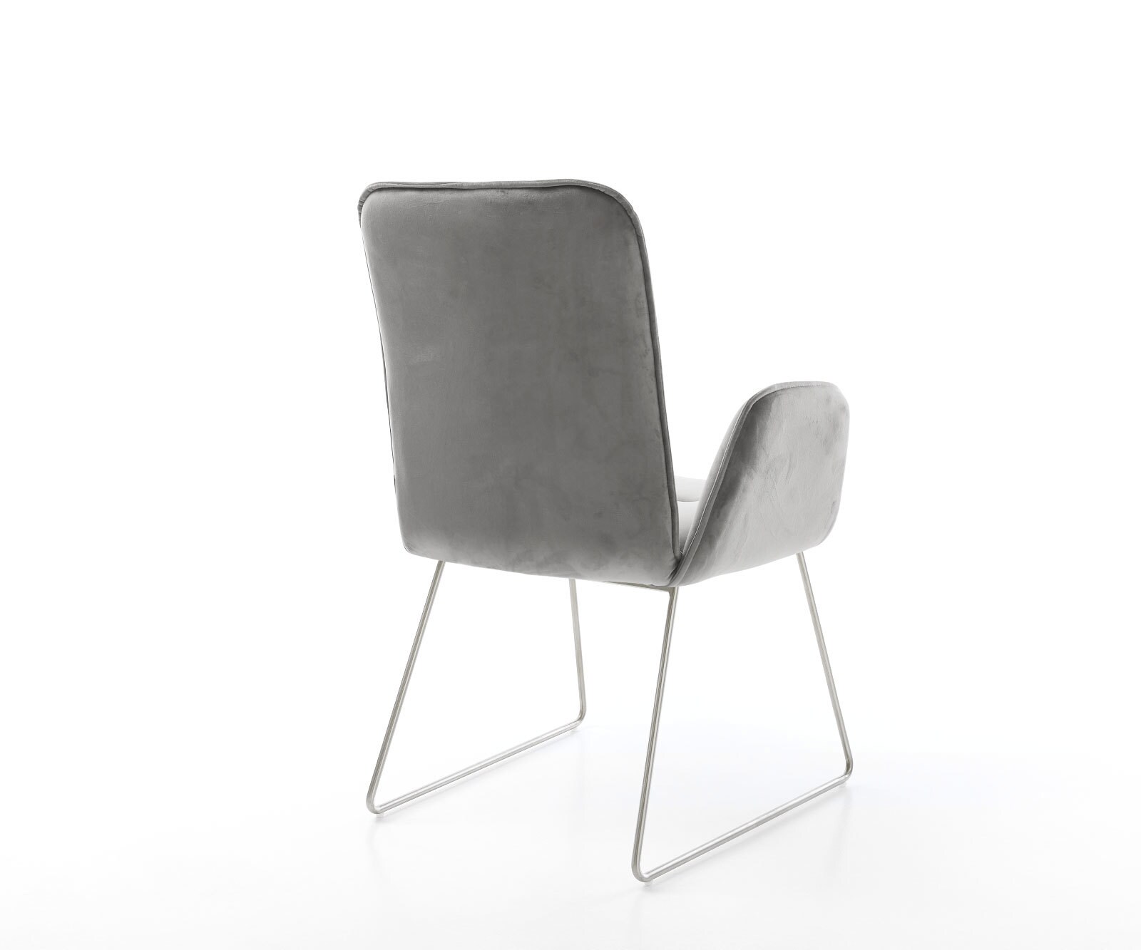 Chaise-de-salle-à-manger Vinja-Flex velours gris pied trapèze acier inoxydable brossé 4 Chaise-de-salle-à-manger Vinja-Flex velours gris pied trapèze acier inoxydable brossé 4