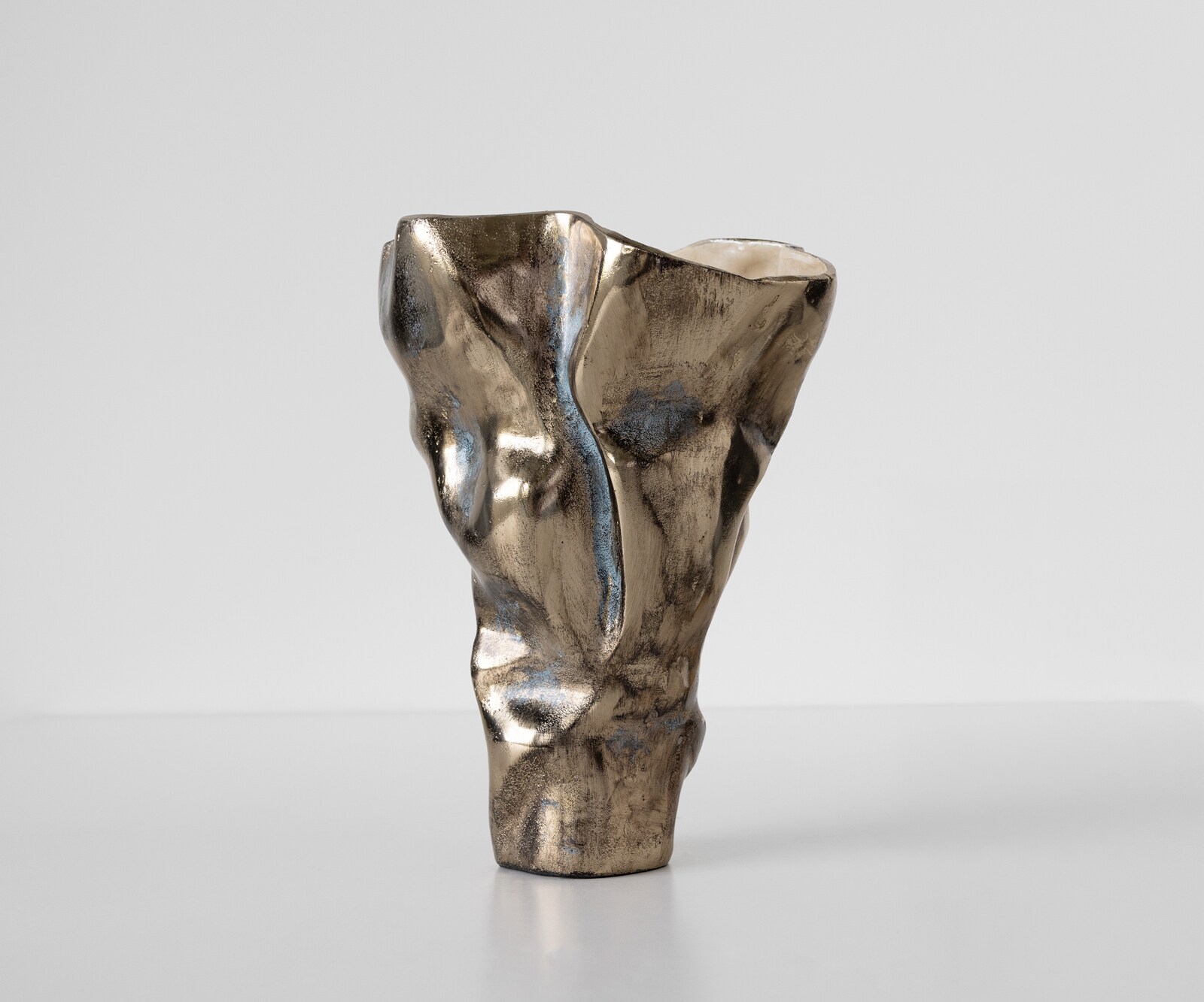 Vase Mimoro l28 x P24 x H38 cm Aluminium Laguna Antica Fait main