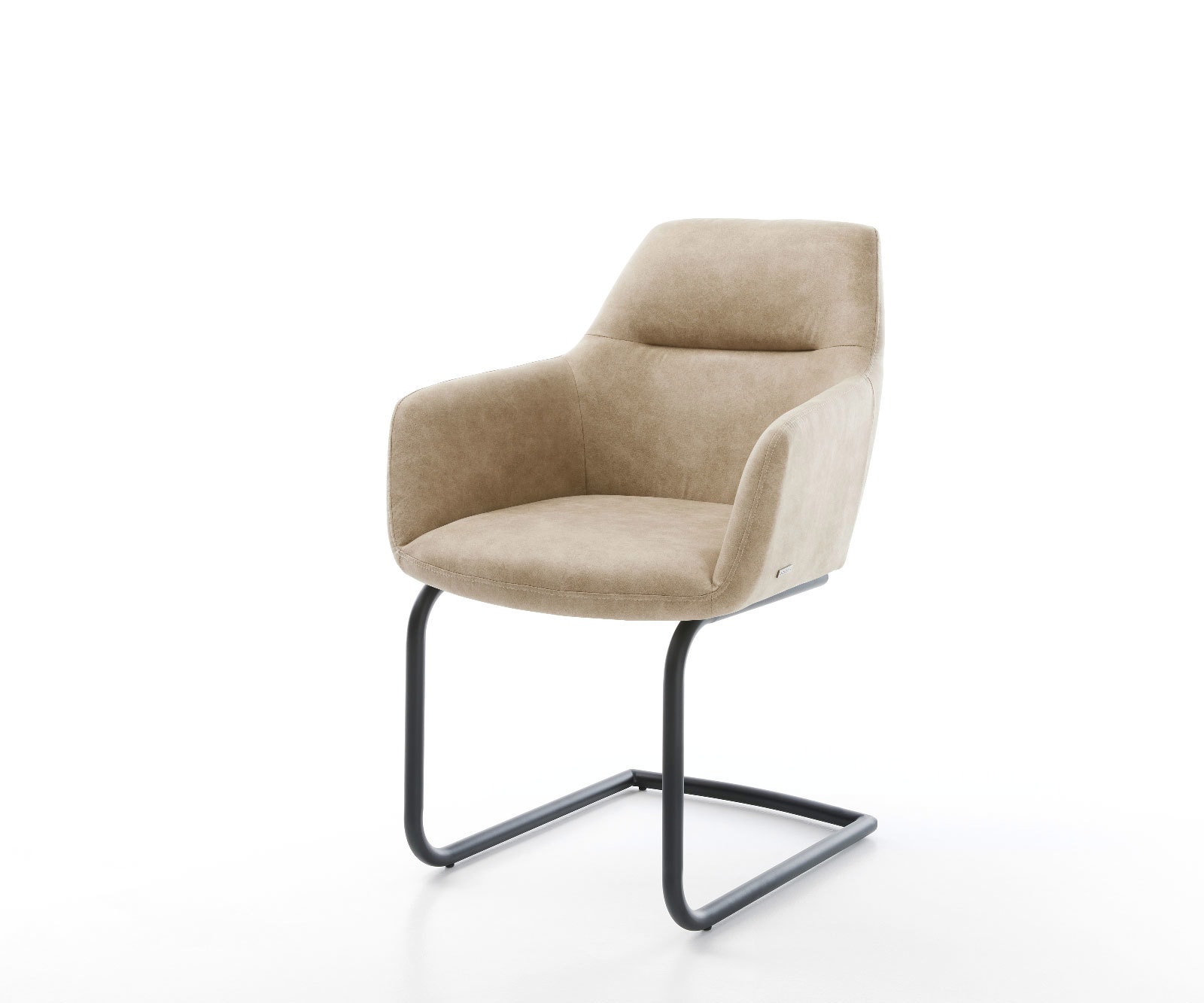 Cantilever Pejo-Flex microvelours beige vintage pied cantilever rond noir ressorts ensachés 1