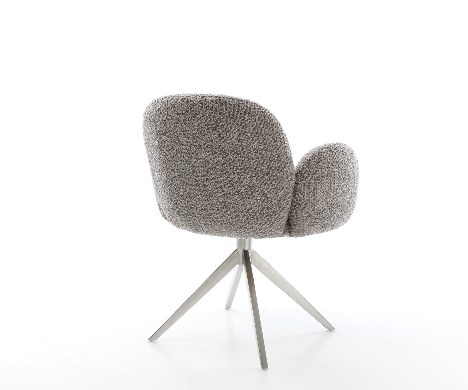 Chaise-pivotante Nube-Flex bouclé gris argenté pied croisé large acier inoxydable brossé pivotement sur 360° fonction bascule ressorts ensachés 4