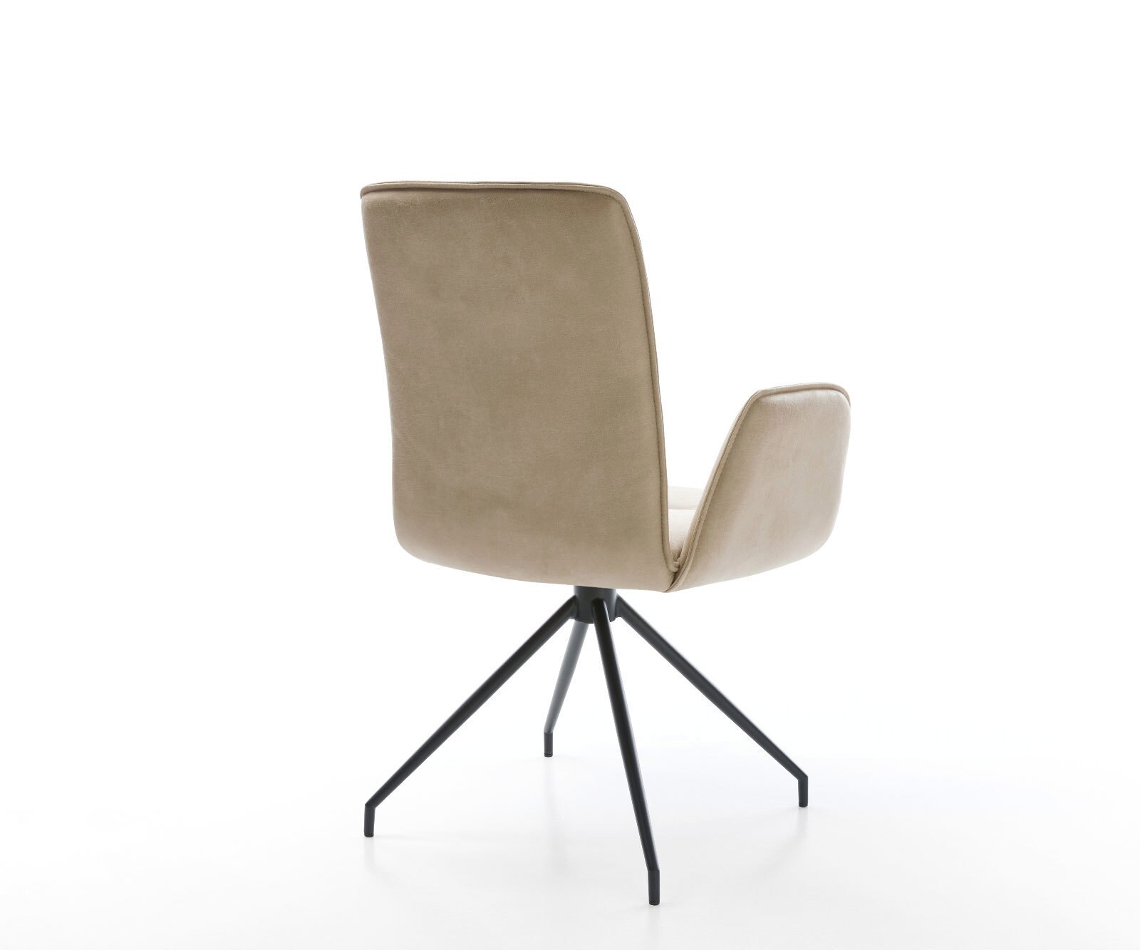 Chaise-de-salle-à-manger Vinja-Flex microvelours beige vintage pied croisé conique noir 4