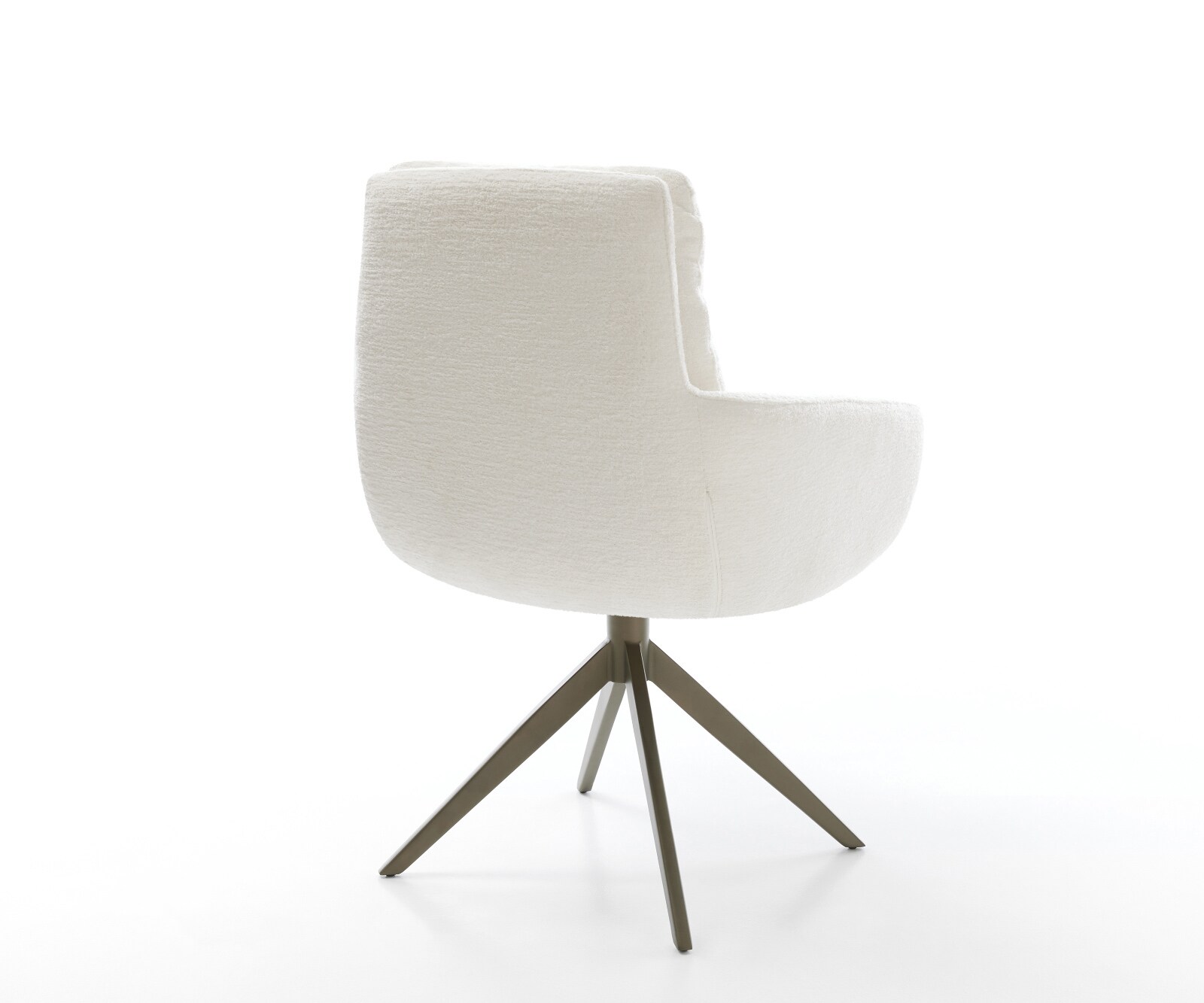 Chaise-pivotante Abelia-Flex avec accoudoirs bouclé doux beige pied croisé large aspect titane pivotement sur 360° fonction bascule 5