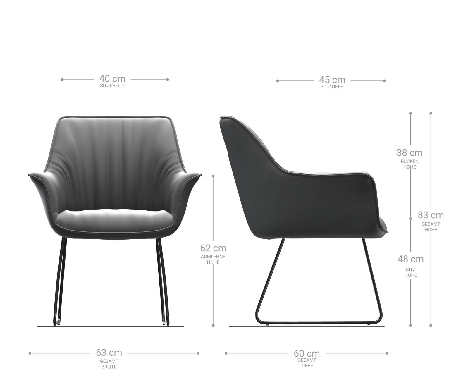 Chaise-de-salle-à-manger Keila-Flex avec accoudoirs cuir de vache noir pied trapèze acier inoxydable brossé 1 Chaise-de-salle-à-manger Keila-Flex avec accoudoirs cuir de vache noir pied trapèze acier inoxydable brossé 1