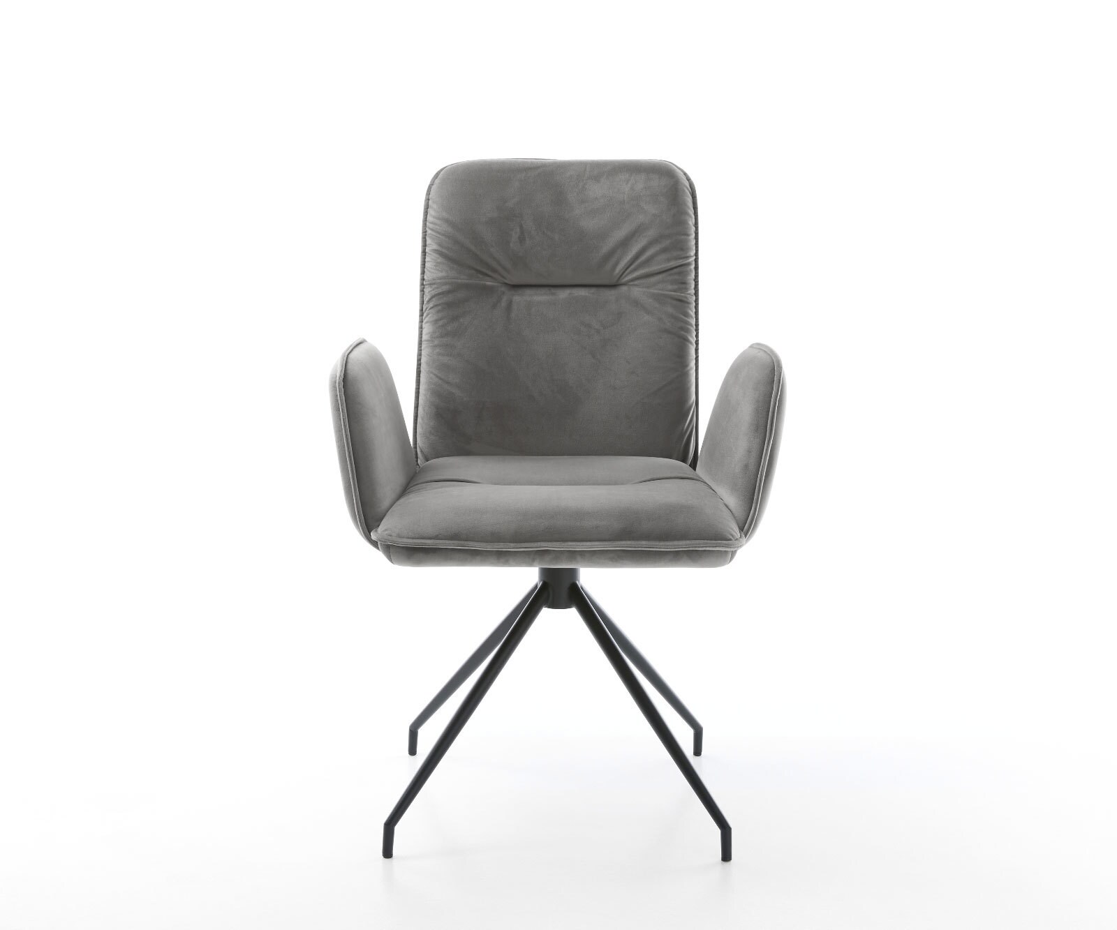 Chaise-de-salle-à-manger Vinja-Flex velours gris pied croisé conique noir 1 Chaise-de-salle-à-manger Vinja-Flex velours gris pied croisé conique noir 1