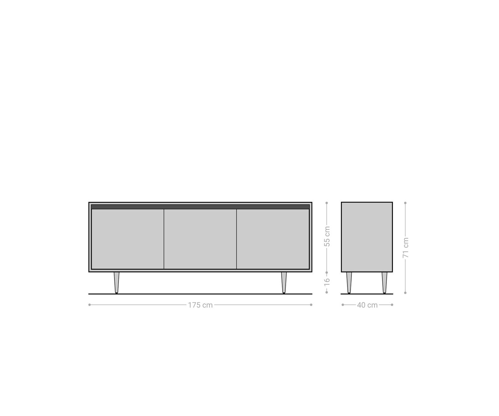 Buffet Budaya 175 cm Mango naturel 3 portes pied conique 9
