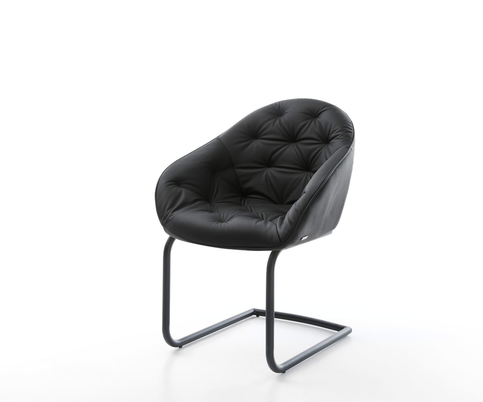 Cantilever Gaio-Flex cuir de vache noir pied cantilever rond noir Cantilever Gaio-Flex cuir de vache noir pied cantilever rond noir