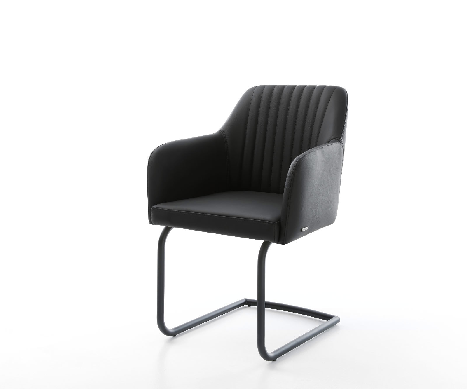 Cantilever Greg-Flex cuir de vache noir pied cantilever rond noir ressorts ensachés Cantilever Greg-Flex cuir de vache noir pied cantilever rond noir ressorts ensachés