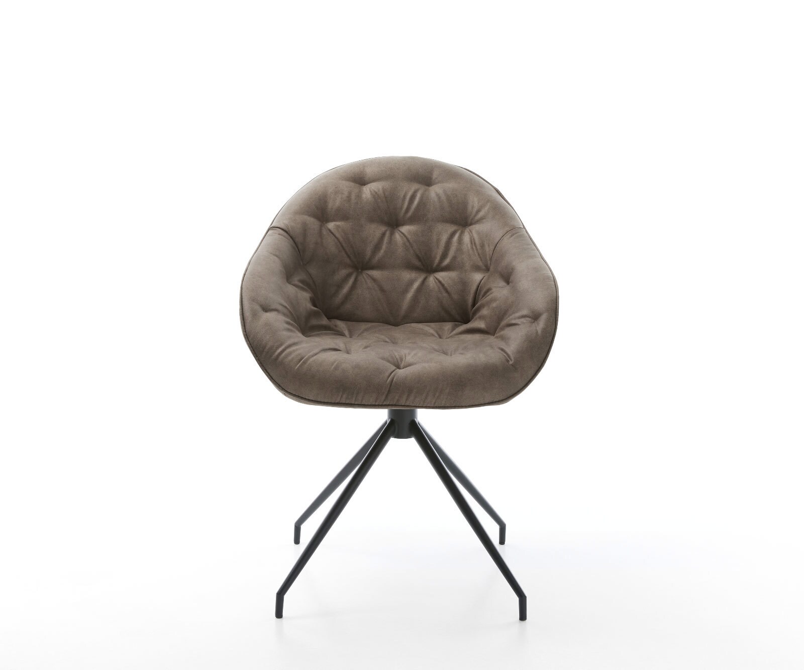 Chaise-de-salle-à-manger Gaio-Flex microvelours taupe vintage pied croisé conique noir 1 Chaise-de-salle-à-manger Gaio-Flex microvelours taupe vintage pied croisé conique noir 1