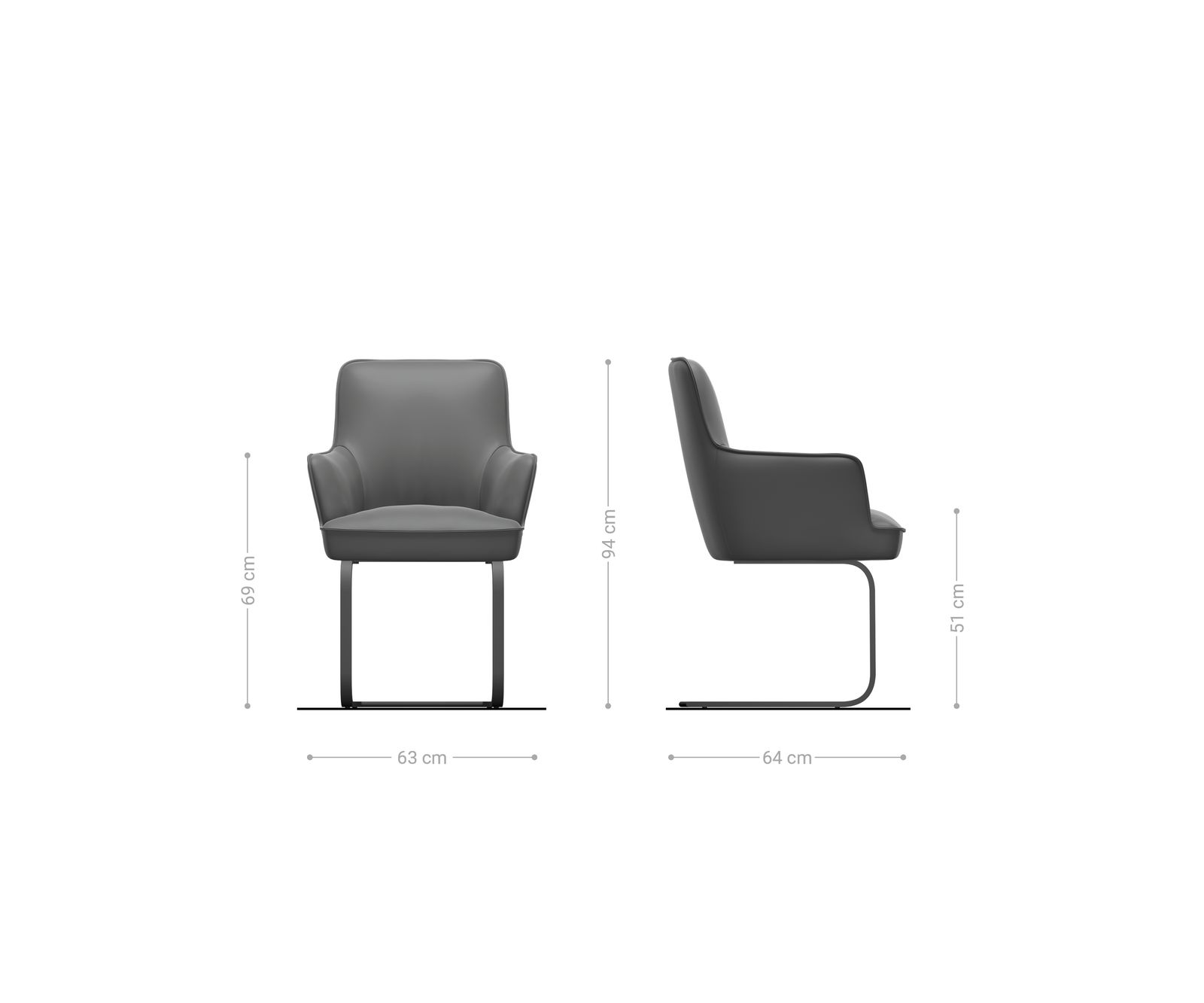 Cantilever Heira-Flex avec accoudoirs tissu structuré doux gris pied cantilever plat acier inoxydable resorts ensachés 6