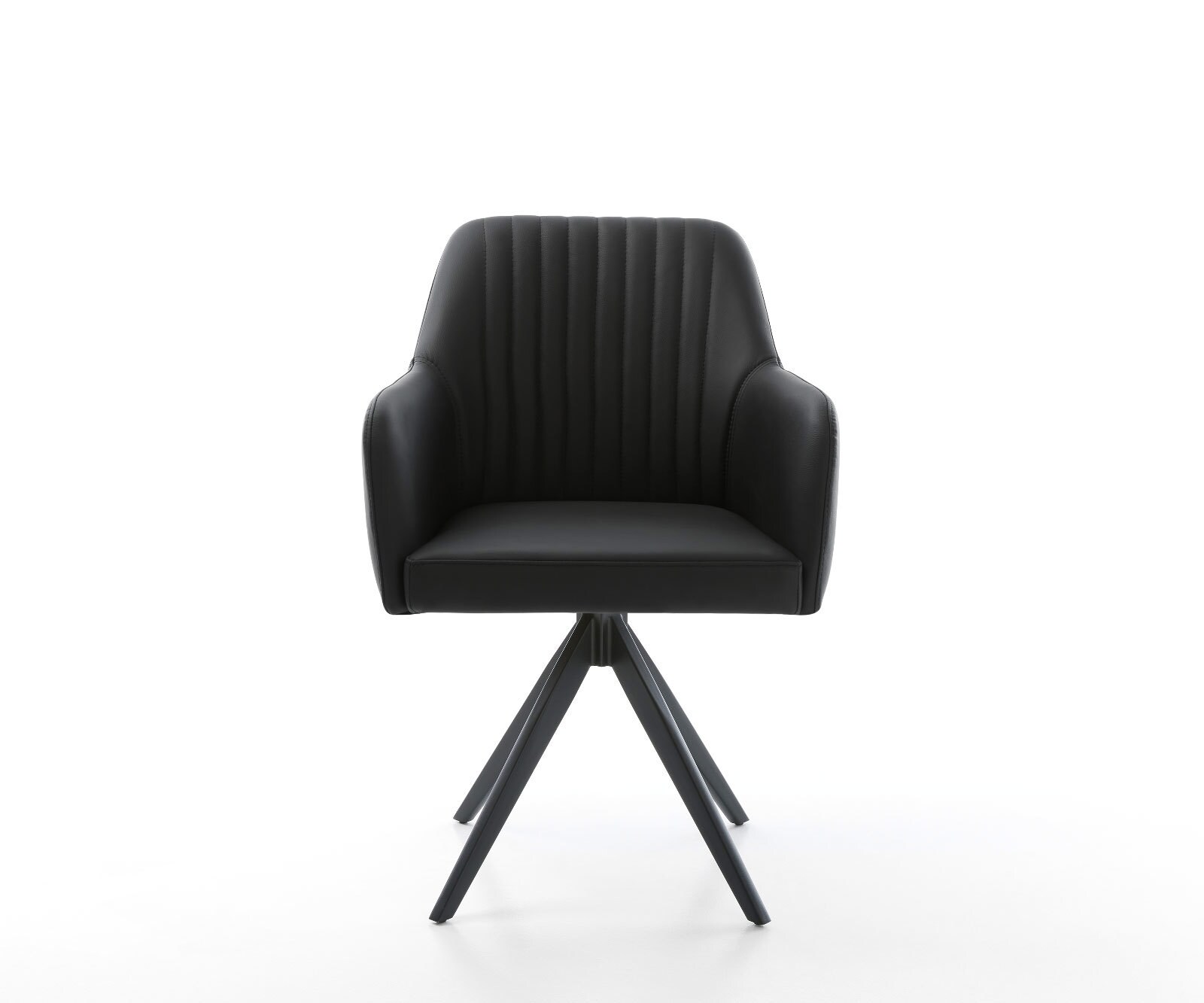 Chaise-de-salle-à-manger Greg-Flex cuir de vache noir pied croisé angulaire noir ressorts ensachés 1