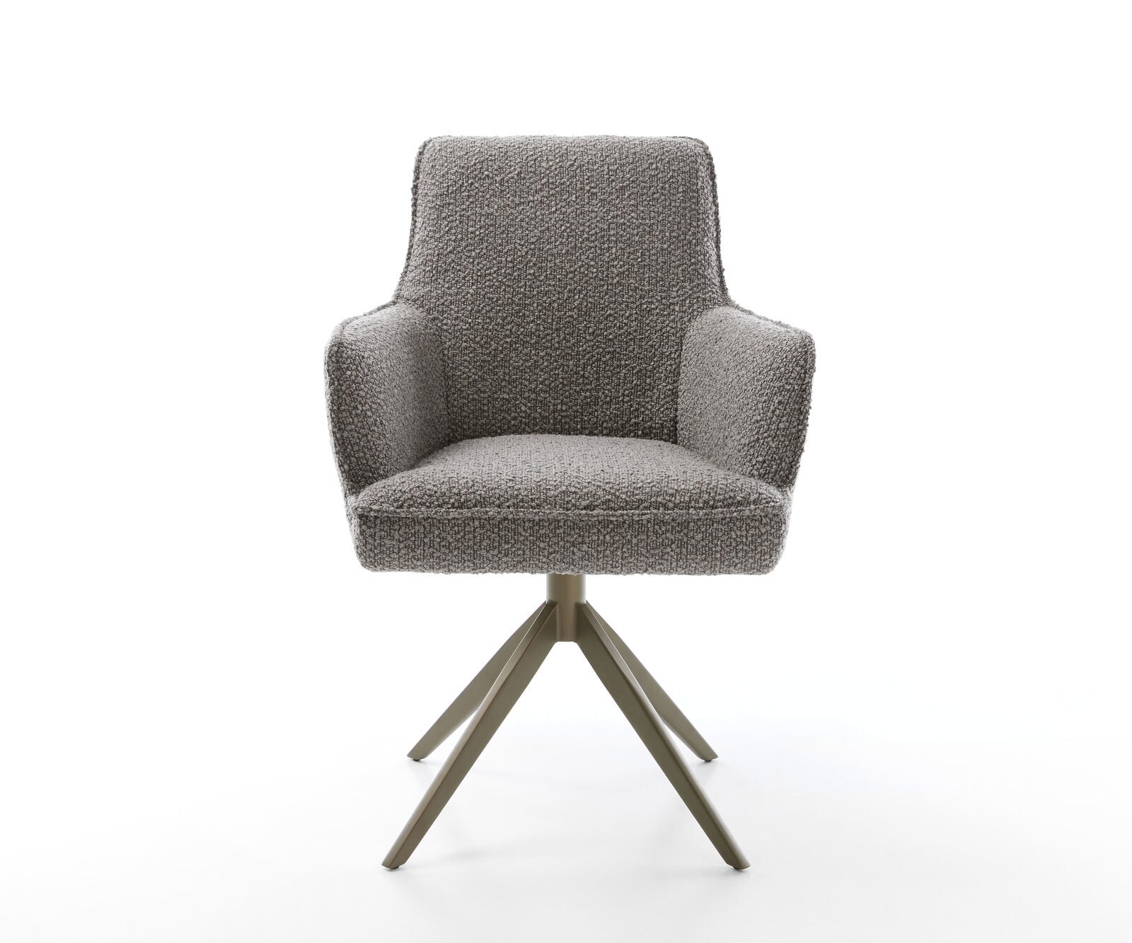 Chaise-pivotante Heira-Flex bouclé gris argenté pied croisé large aspect titane pivotement sur 360° fonction bascule ressorts ensachés 1