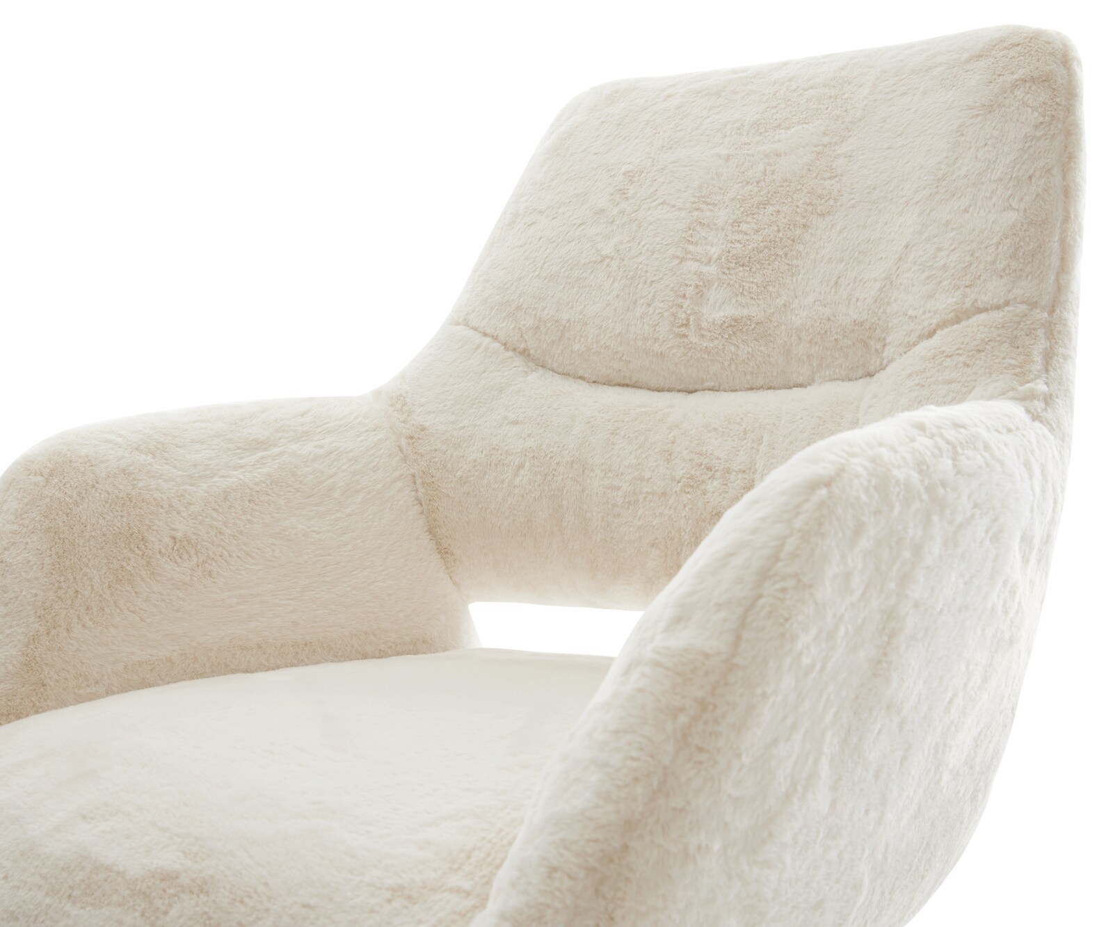 Chaise-de-salle-à-manger Yago-Flex avec accoudoirs peluche crème-blanc pied trapèze noir resorts ensachés 4