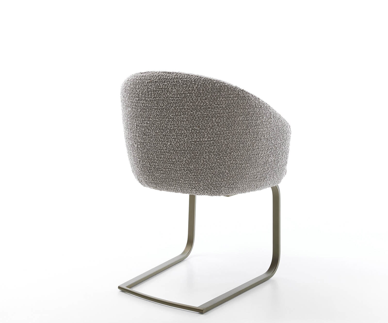 Cantilever Caja-Flex avec accoudoirs bouclé gris argenté pied cantilever plat aspect titane ressorts ensachés 4