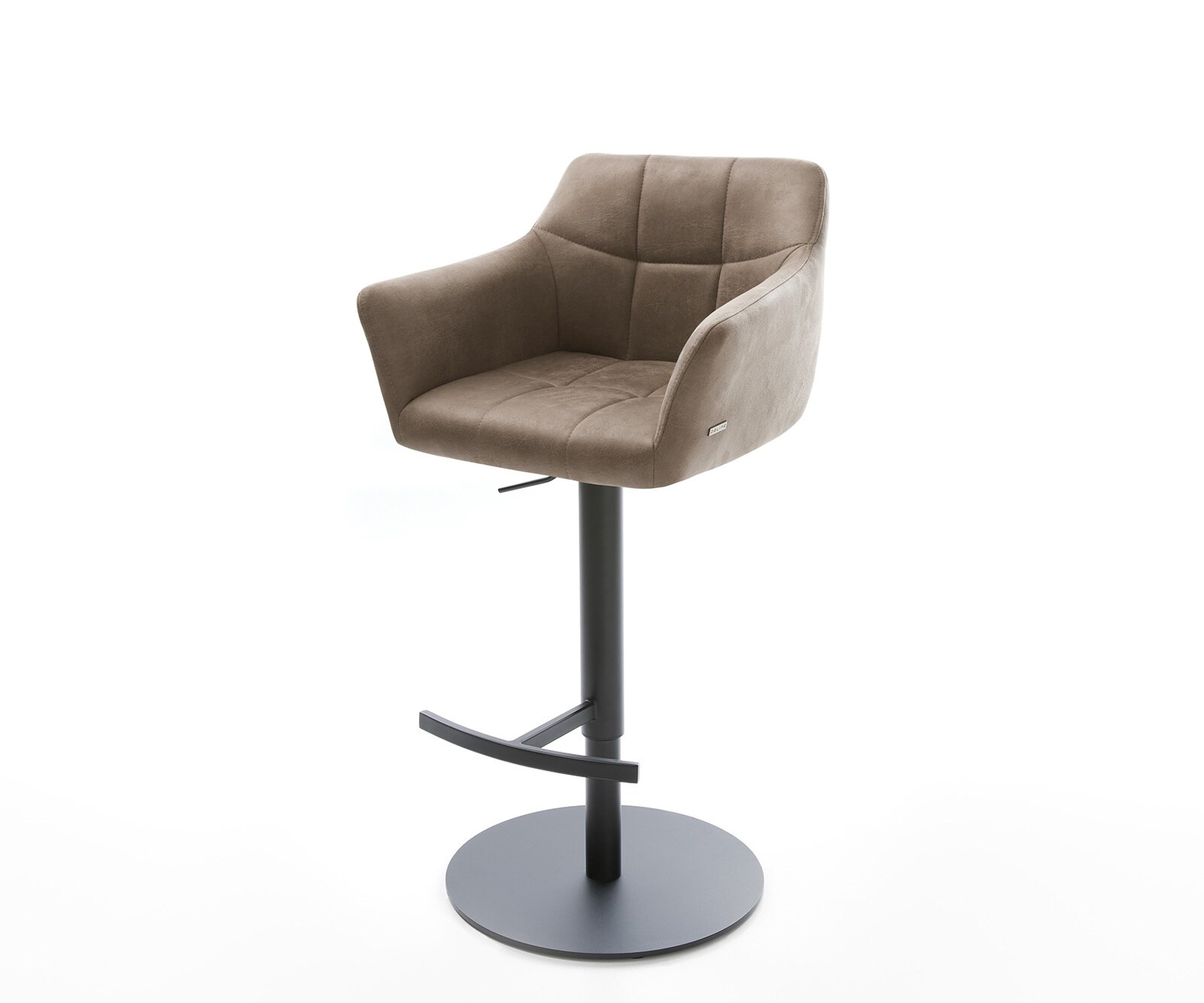 Chaise-de-bar Yulo-Flex vintage taupe base tournante réglable en haut métal