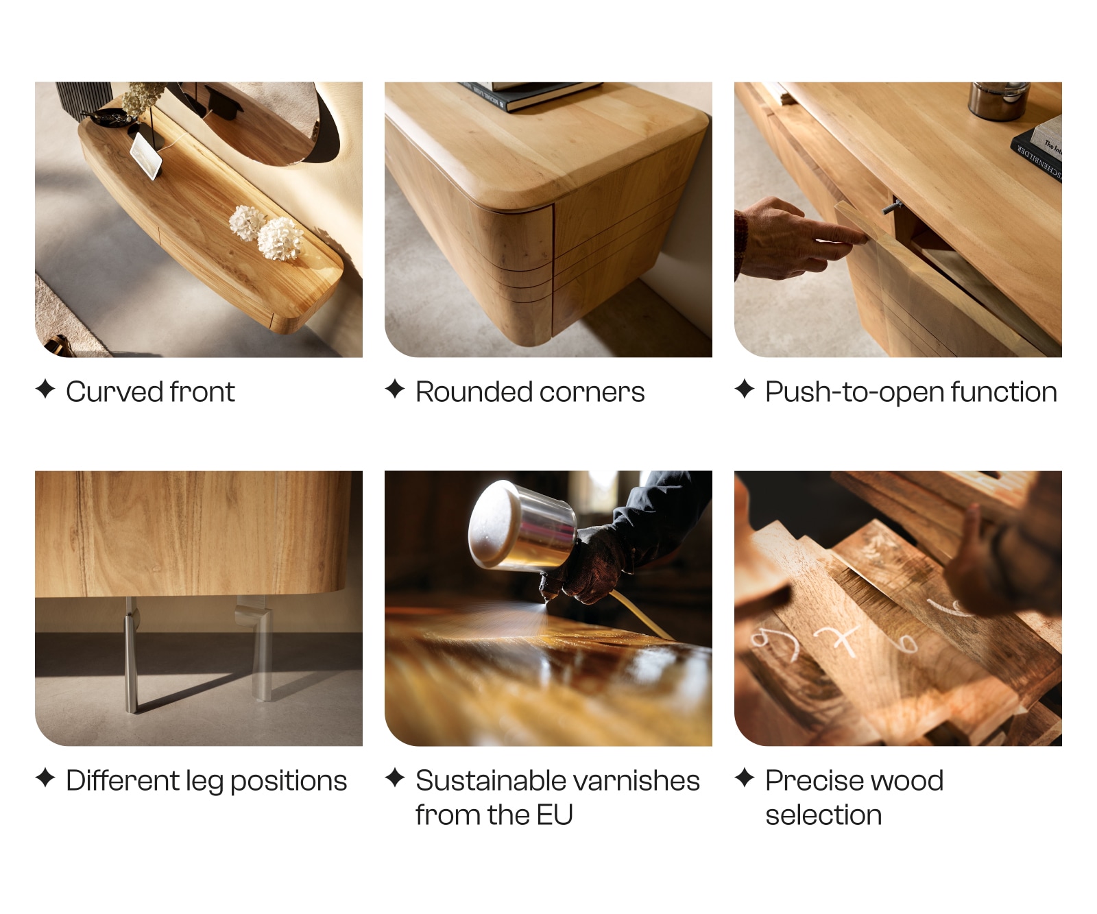Table console Nagaru 125x40 cm Acacia Aura 2 tiroirs flottants 8