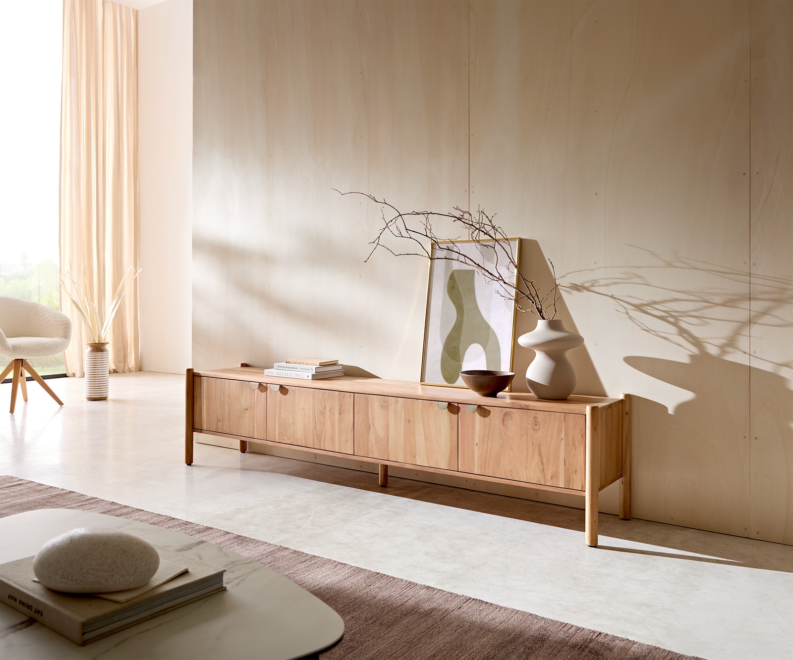 Meuble-TV Caius 200 cm acacia aura 4 portes Meuble-TV Caius 200 cm acacia aura 4 portes