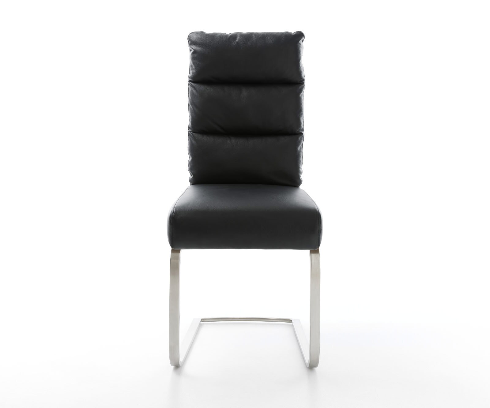 Cantilever Pela-Flex cuir de vache noir pied cantilever plat acier inoxydable brossé ressorts ensachés 1 Cantilever Pela-Flex cuir de vache noir pied cantilever plat acier inoxydable brossé ressorts ensachés 1