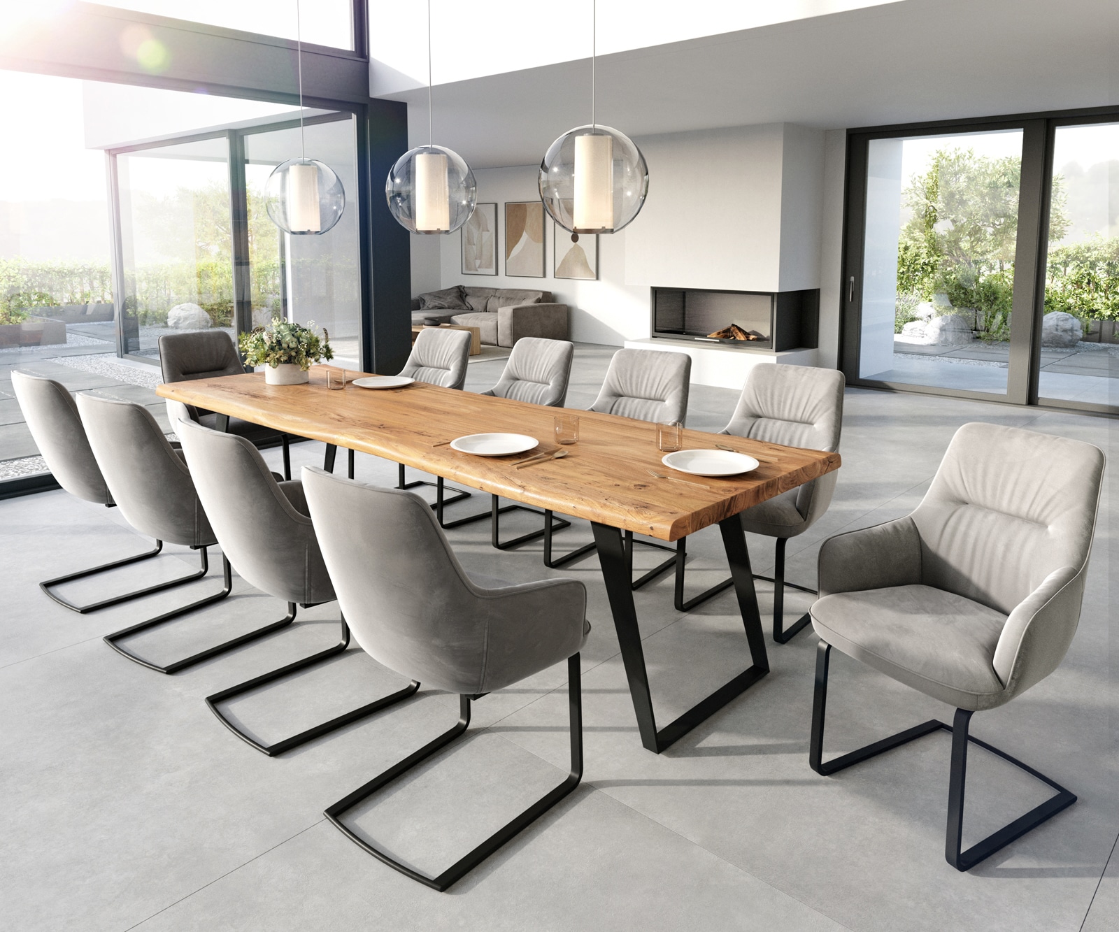 Cantilever Zelia-Flex avec accoudoirs velours gris pied cantilever plat noir ressorts ensachés 3 Cantilever Zelia-Flex avec accoudoirs velours gris pied cantilever plat noir ressorts ensachés 3