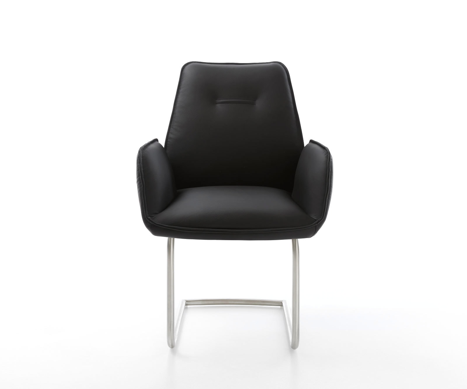 Cantilever Zoa-Flex cuir de vache noir pied cantilever rond acier inoxydable brossé ressorts ensachés 1 Cantilever Zoa-Flex cuir de vache noir pied cantilever rond acier inoxydable brossé ressorts ensachés 1