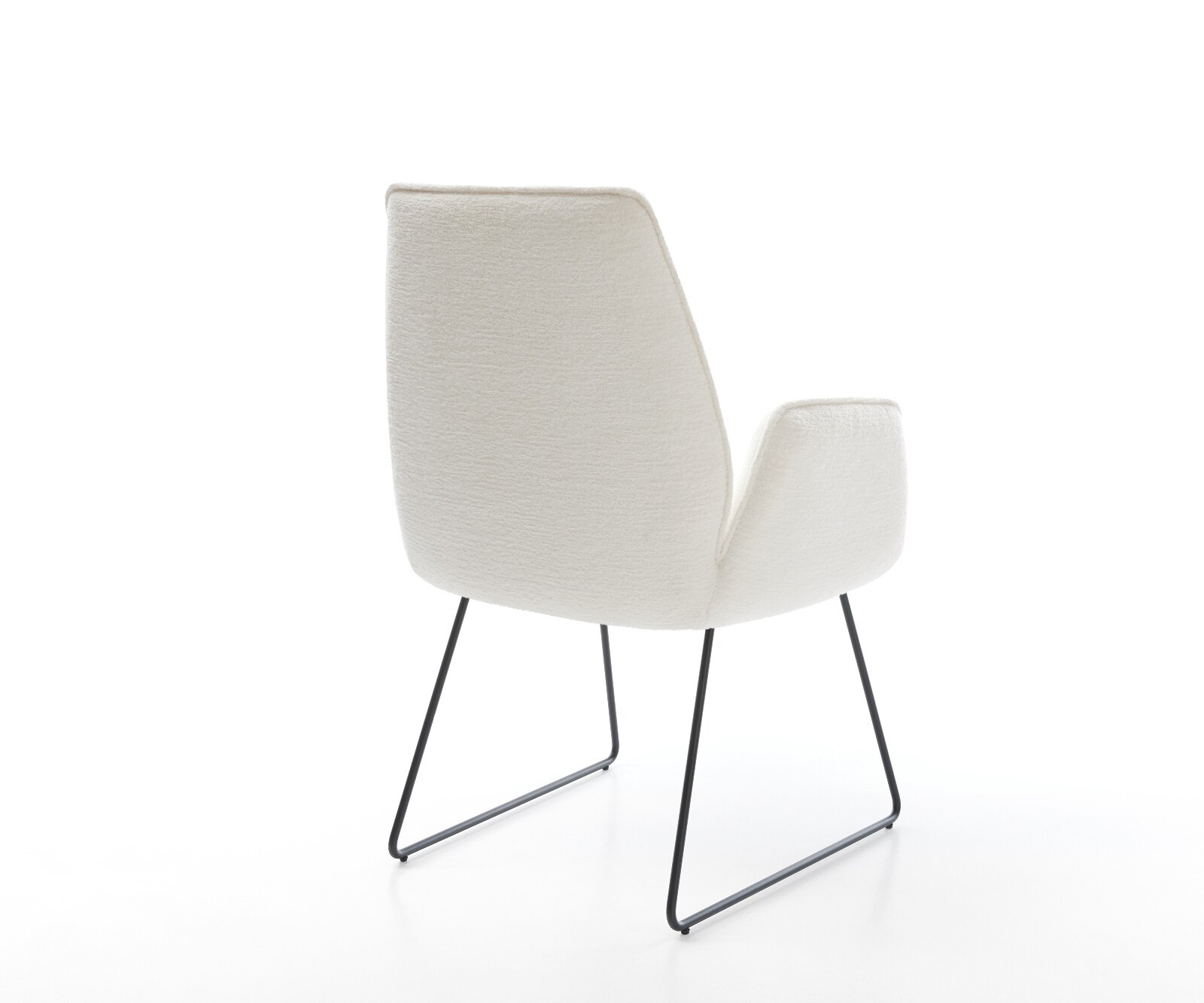 Chaise-de-salle-à-manger Zoa-Flex bouclé doux beige pied trapèze noir resorts ensachés 5
