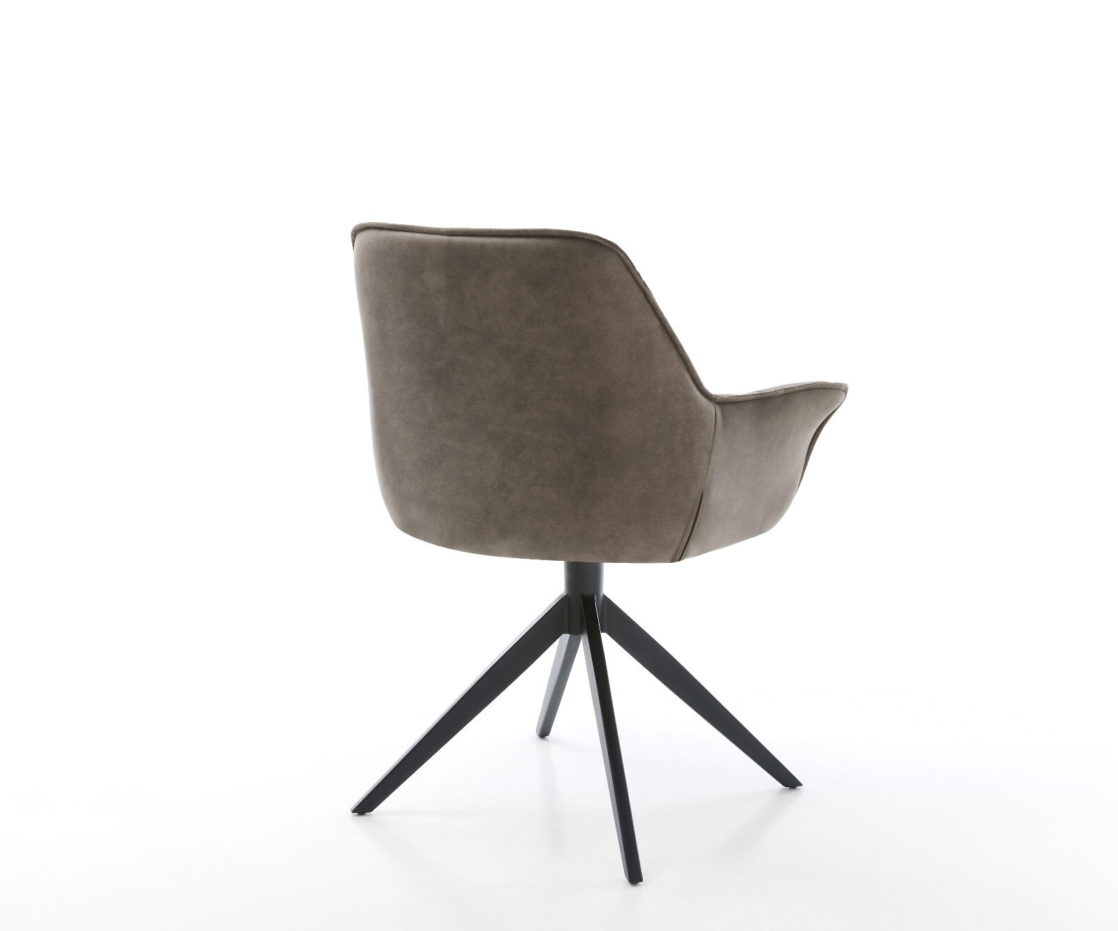 Chaise-de-salle-à-manger Kaira-Flex microvelours taupe vintage pied croisé large noir 5