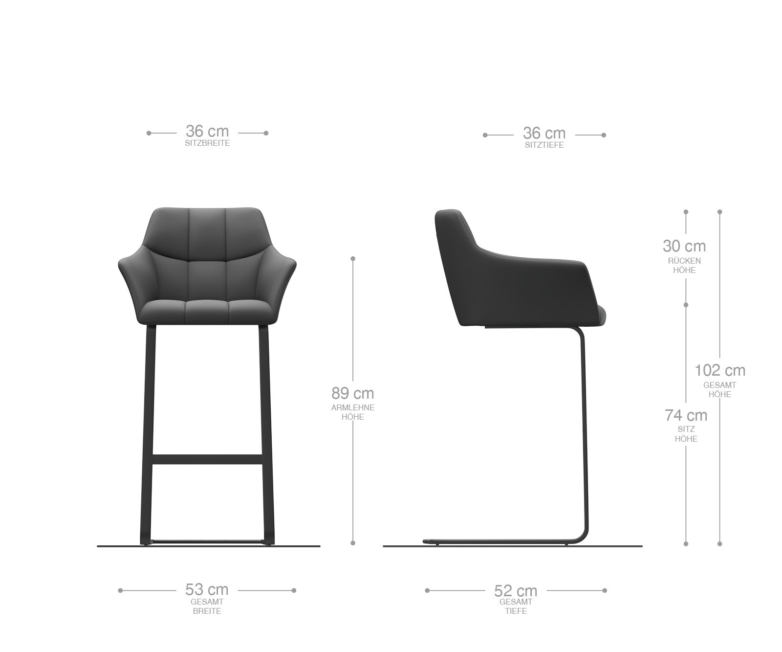 Chaise-de-bar Yulo-Flex vintage gris cantilever plat acier inoxydable 6 Chaise-de-bar Yulo-Flex vintage gris cantilever plat acier inoxydable 6