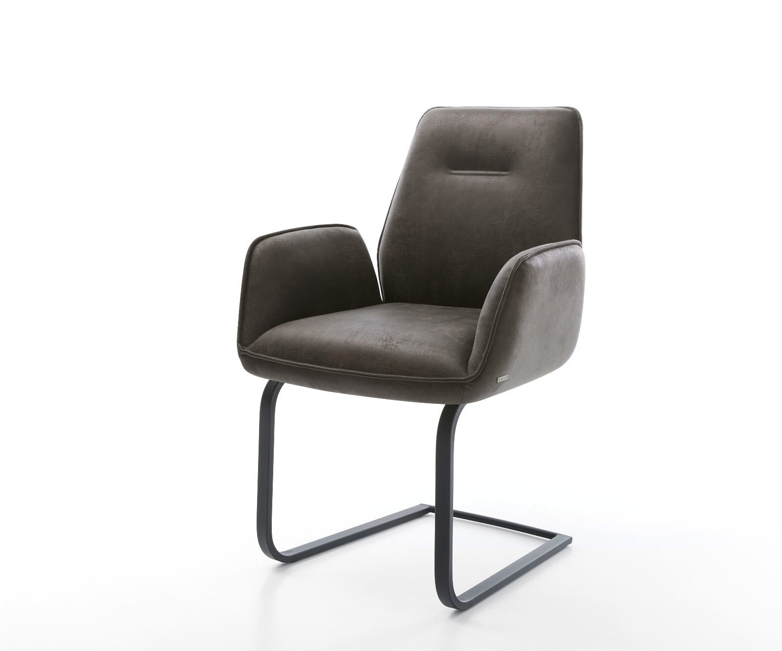 Cantilever Zoa-Flex microvelours anthracite vintage pied cantilever plat noir ressorts ensachés