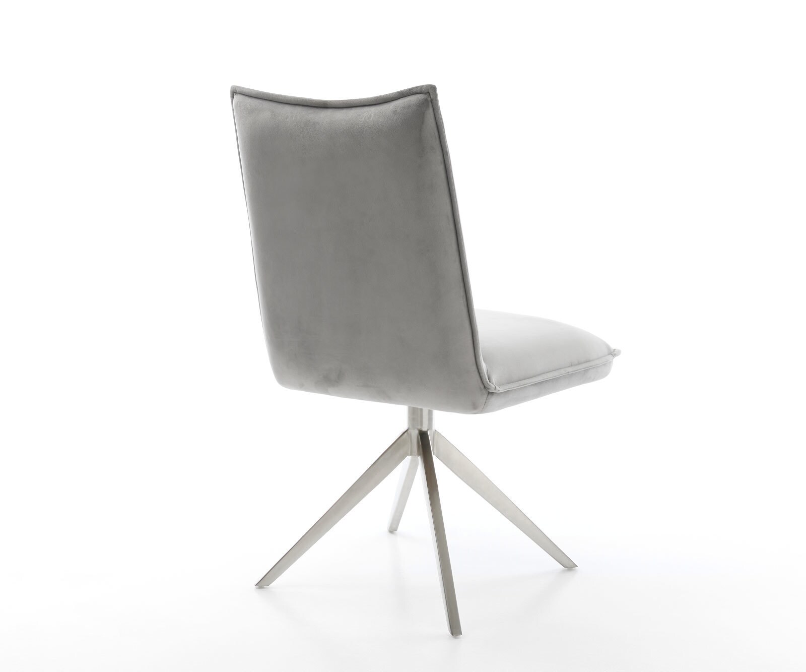 Chaise-pivotante Lelio-Flex velours gris pied croisé large acier inoxydable brossé pivotement sur 360° fonction bascule ressorts ensachés 5