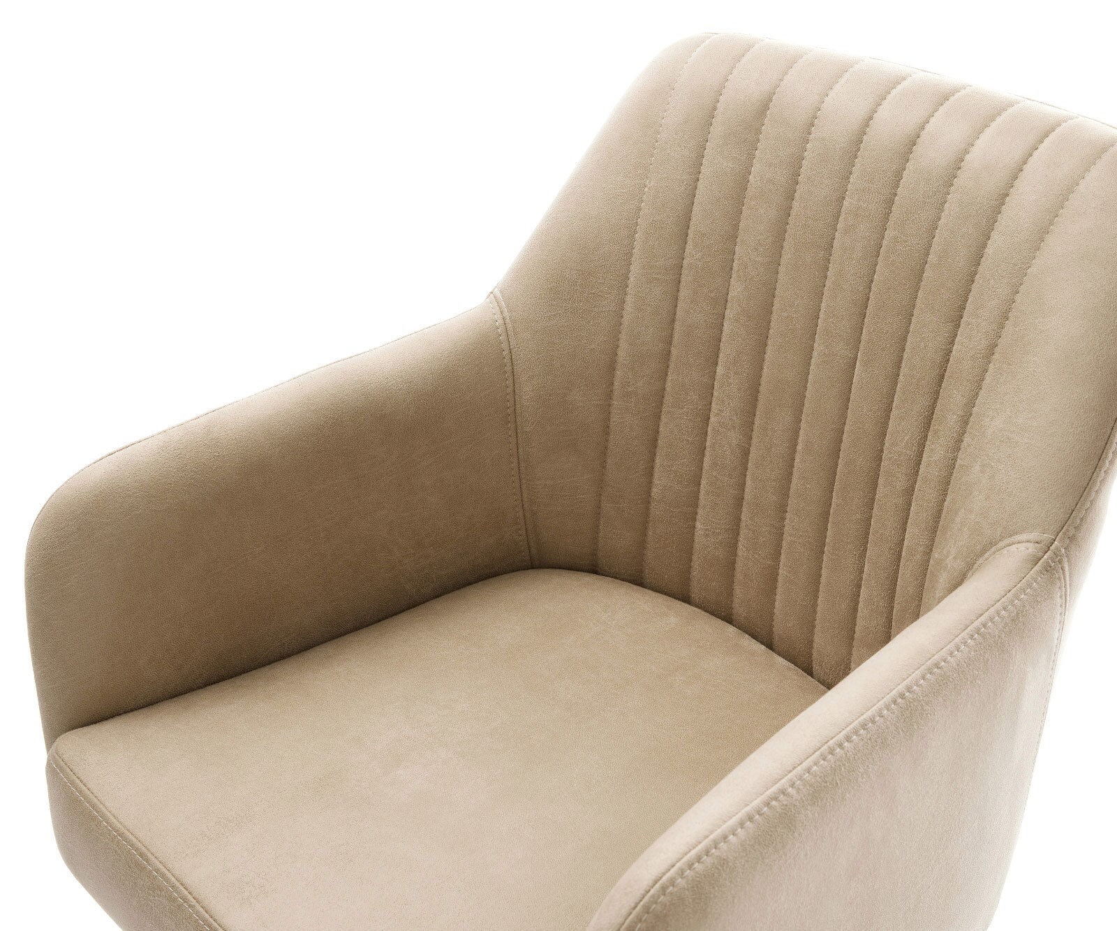 Chaise-de-salle-à-manger Greg-Flex microvelours beige vintage pied trapèze noir ressorts ensachés 3