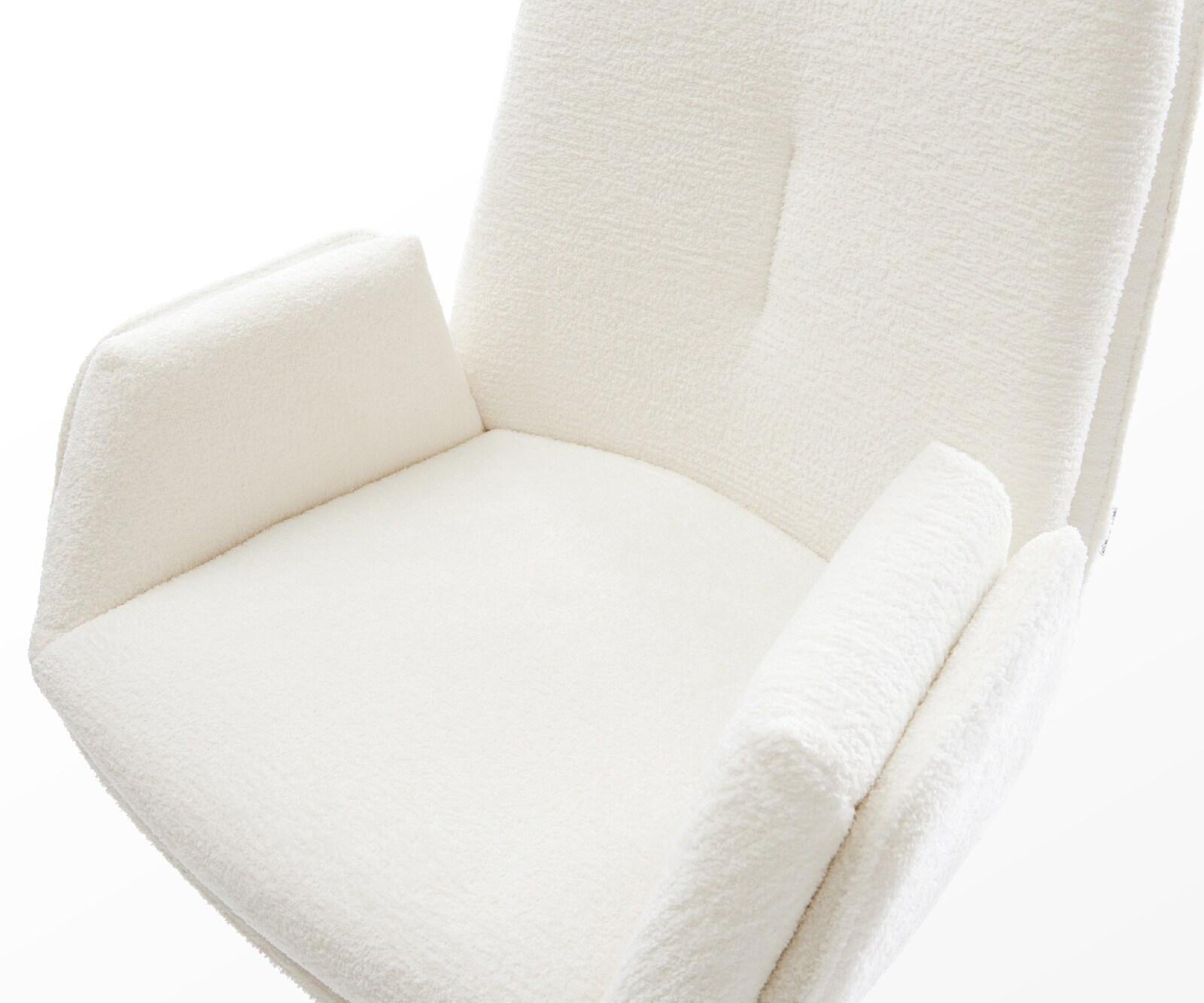 Chaise-de-bar Clea-Flex Bouclé doux Beige Pied trapèze acier inoxydable Argent 4