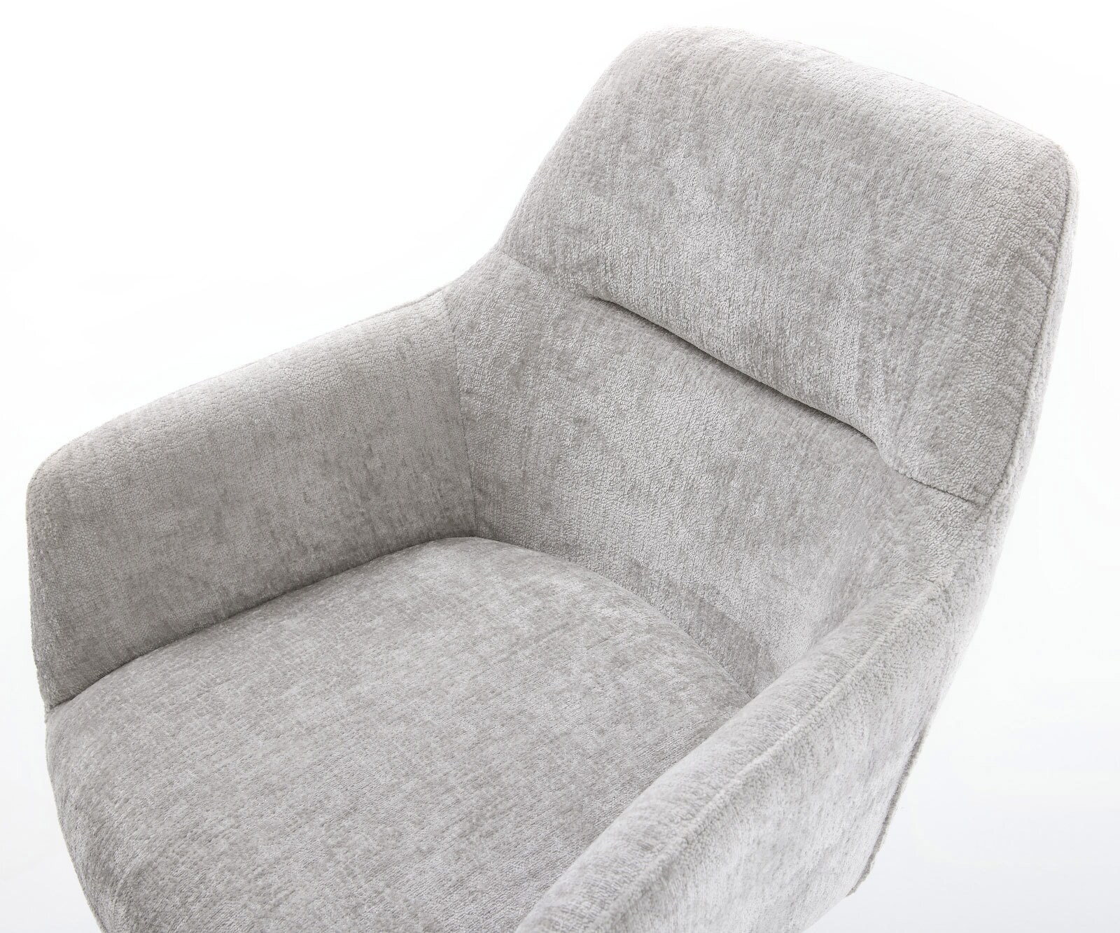 Chaise-pivotante Pejo-Flex chenille gris argenté pied de chaise 4 branches acier inoxydable brossé pivotement sur 360° fonction bascule ressorts ensachés 4