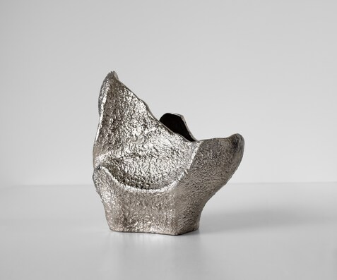 Vase Grotta l31 x P20 x H34 cm Aluminium Platin Fait main