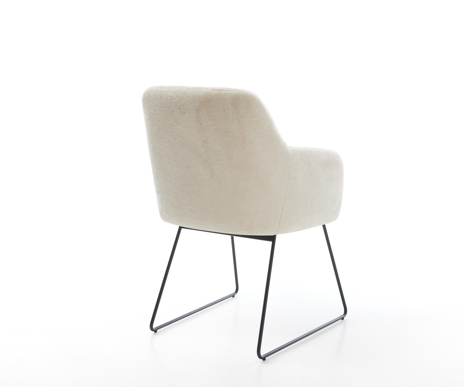 Chaise-de-salle-à-manger Greg-Flex peluche crème-blanc pied trapèze noir ressorts ensachés 4