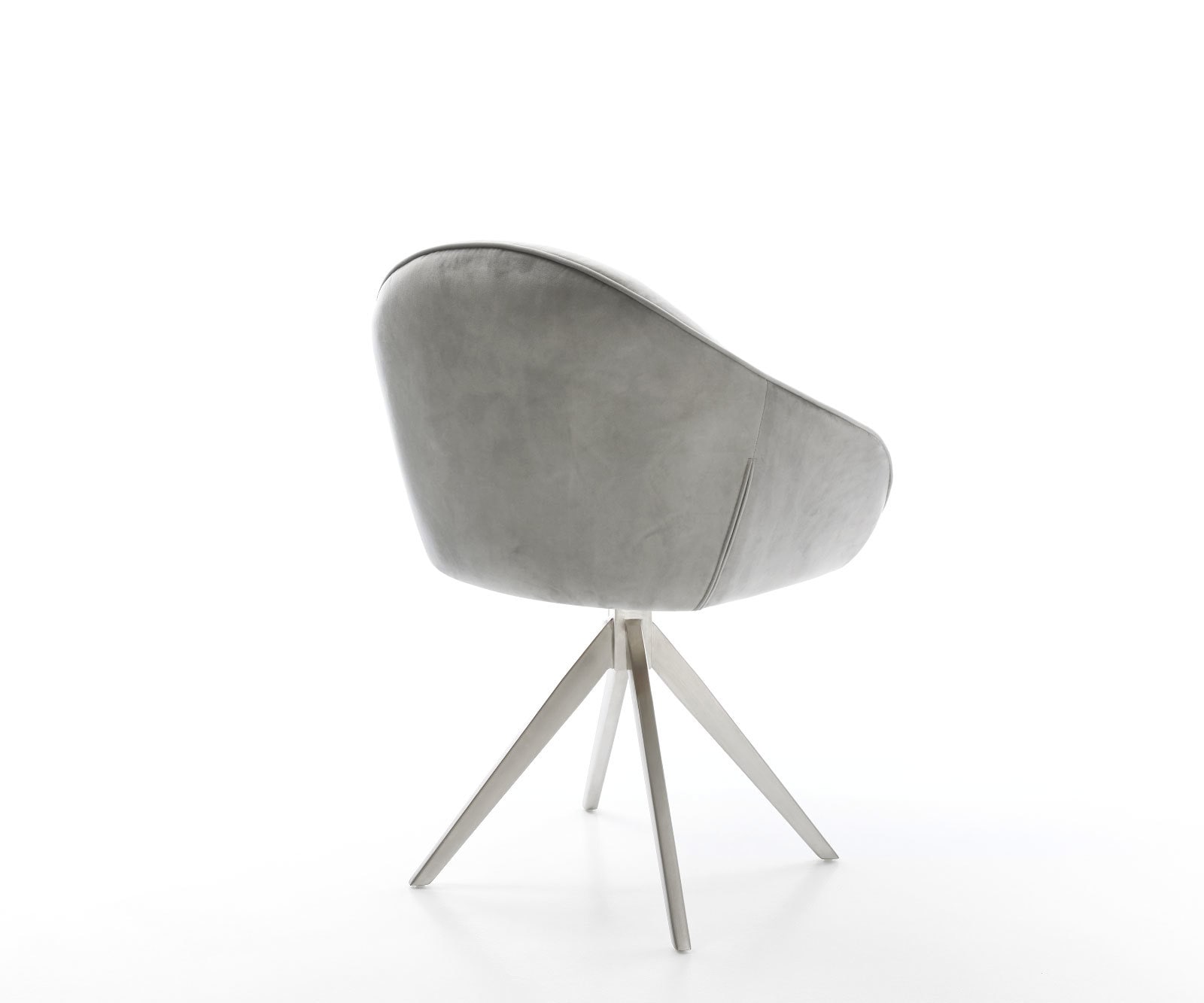 Chaise-de-salle-à-manger Gaio-Flex velours gris pied croisé angulaire acier inoxydable brossé 4 Chaise-de-salle-à-manger Gaio-Flex velours gris pied croisé angulaire acier inoxydable brossé 4
