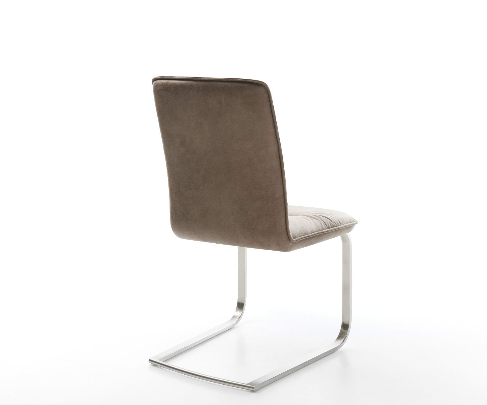 Cantilever Vinjo-Flex microvelours taupe vintage pied cantilever plat acier inoxydable brossé 4