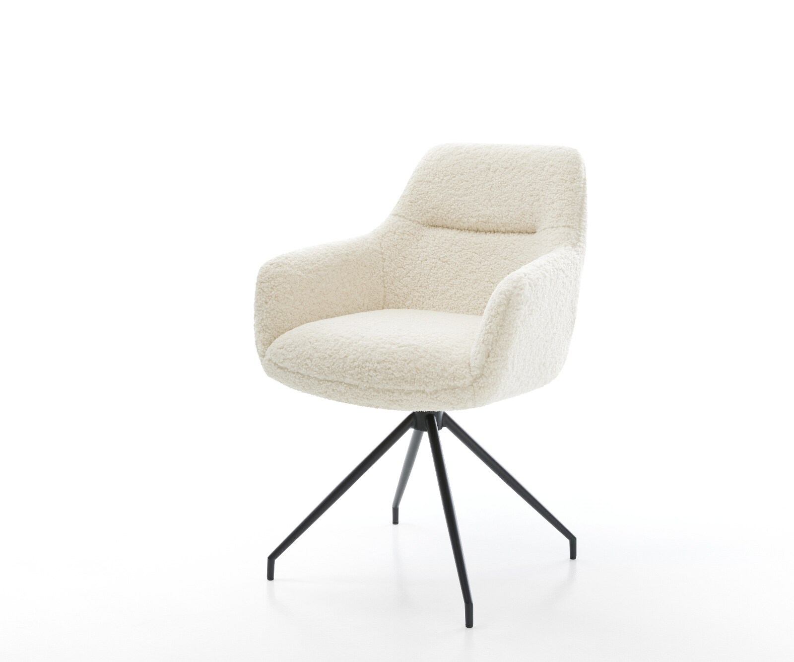 Chaise-de-salle-à-manger Pejo-Flex tissu teddy beige pied croisé conique noir resorts ensachés 1