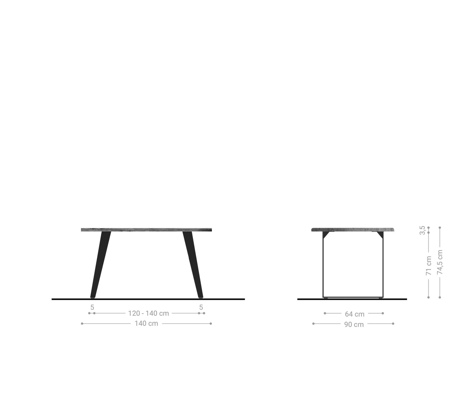 Table-à-manger Edge 140x90 acacia nature métal incliné Live-Edge 4 Table-à-manger Edge 140x90 acacia nature métal incliné Live-Edge 4