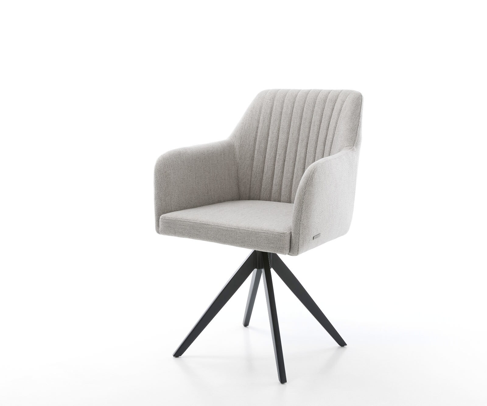 Chaise-de-salle-à-manger Greg-Flex rayures gris clair pied croisé angulaire noir ressorts ensachés