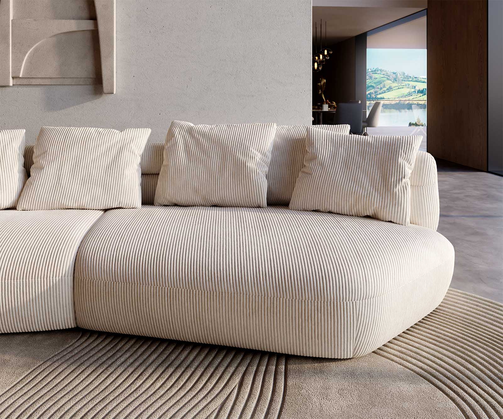 Canapé Roya 320x140 cm Velours côtelé Beige 5