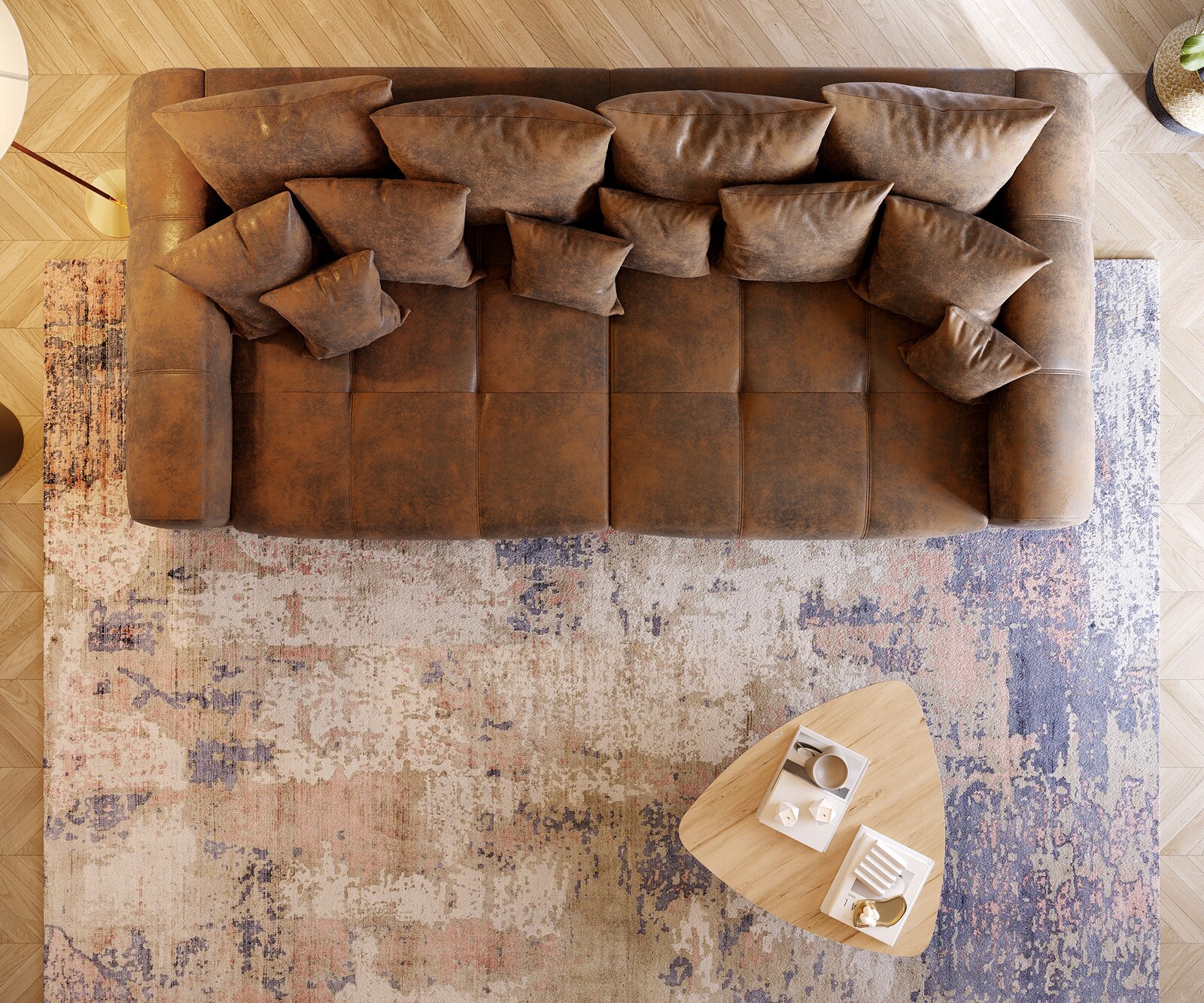 Grand Canapé Violetta 310x135 cm marron aspect antique avec coussin grand Grand Canapé 6