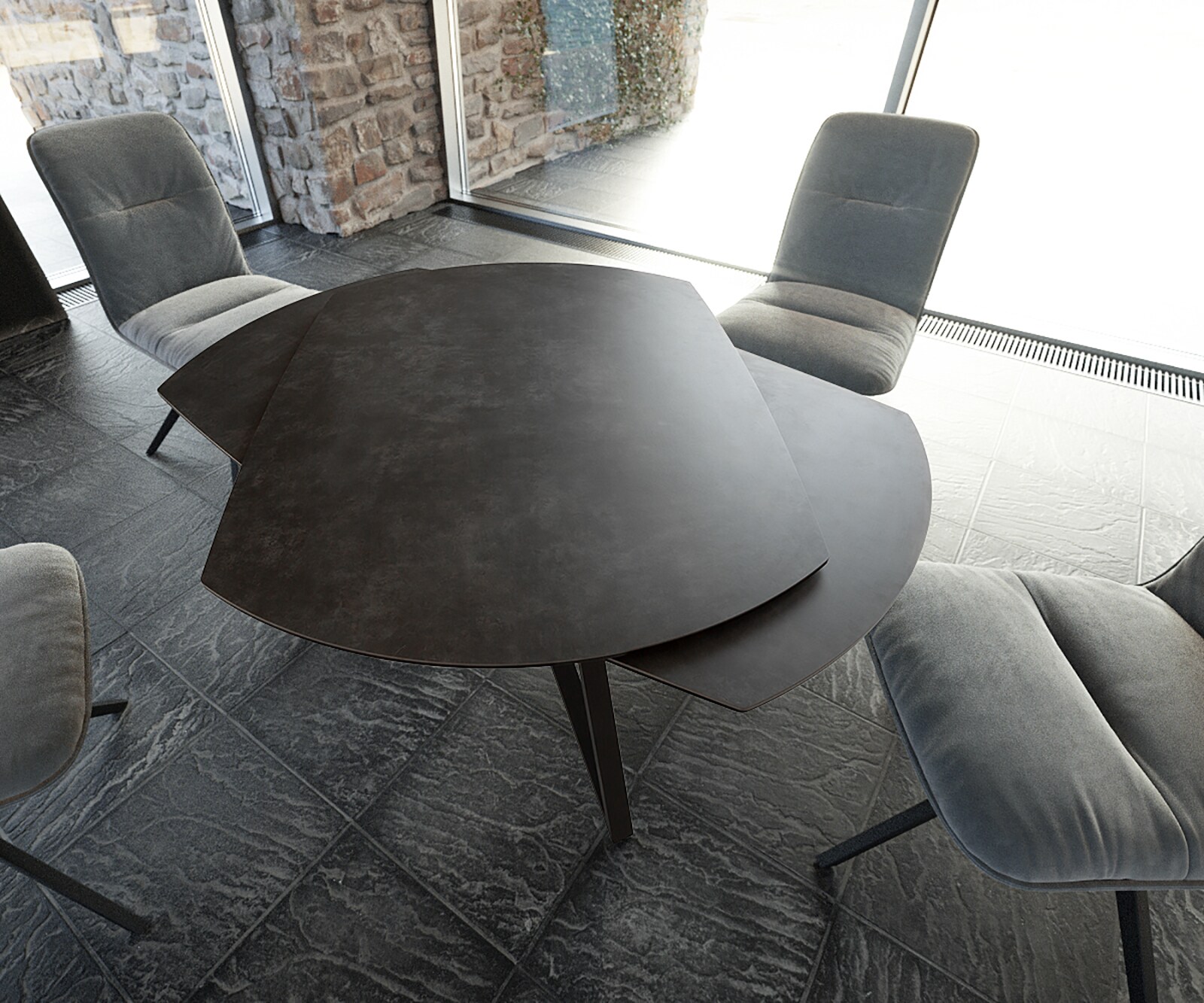 Table-manger Carlow 130/200x95 cm céramique gris métal extensible 3