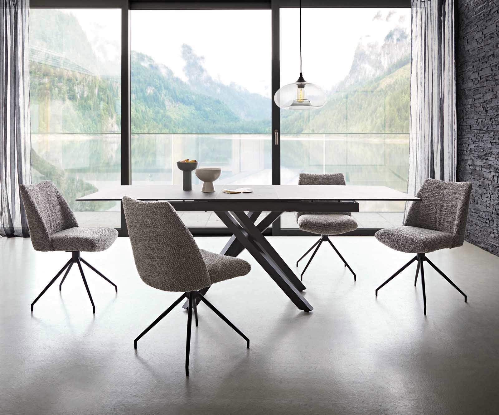 Chaise-pivotante Elso-Flex bouclé gris argenté pied croisé conique noir pivotement sur 180° ressorts ensachés 5 Chaise-pivotante Elso-Flex bouclé gris argenté pied croisé conique noir pivotement sur 180° ressorts ensachés 5