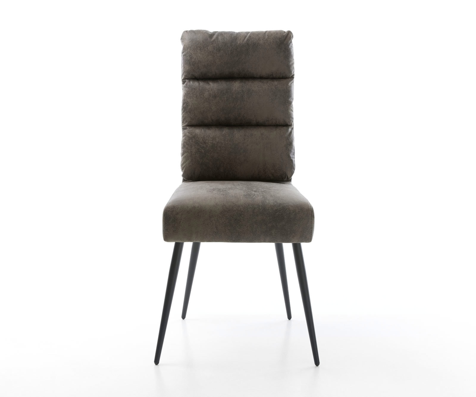 Chaise-de-salle-à-manger Pela-Flex microvelours gris antique 4 pieds coniques noir ressorts ensachés 2