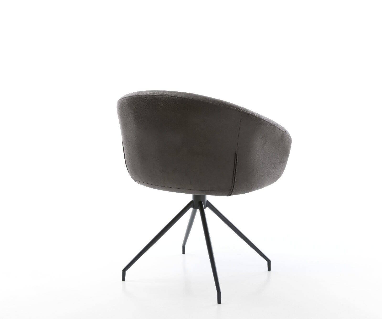 Chaise-pivotante Vinka-Flex avec accoudoirs microvelours anthracite vintage pied croisé conique noir pivotement sur 180° ressorts ensachés 5