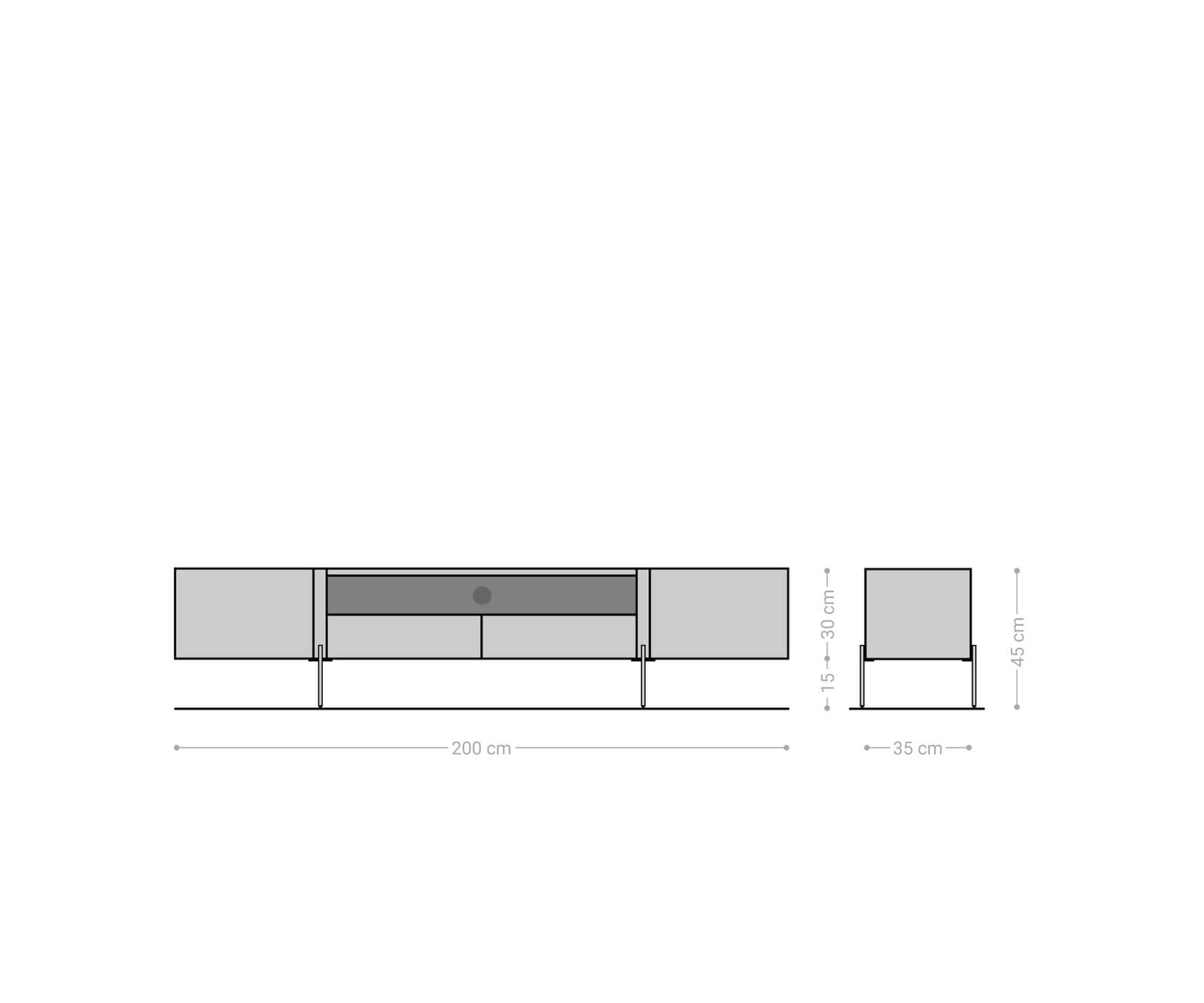 Meuble-TV Secara 200 cm acacia marron 2 portes 2 tiroirs marbre pieds noirs 6 Meuble-TV Secara 200 cm acacia marron 2 portes 2 tiroirs marbre pieds noirs 6